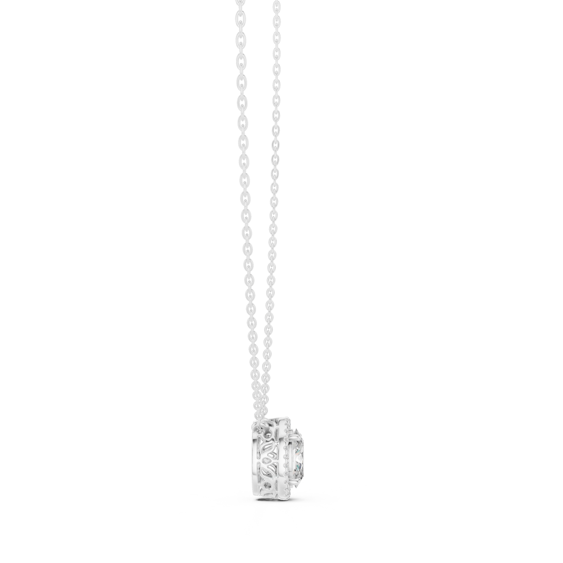 Luxury Oval Diamond Halo Pendant, Chic Rose Gold Necklace for Women Fine Jewelry Gift