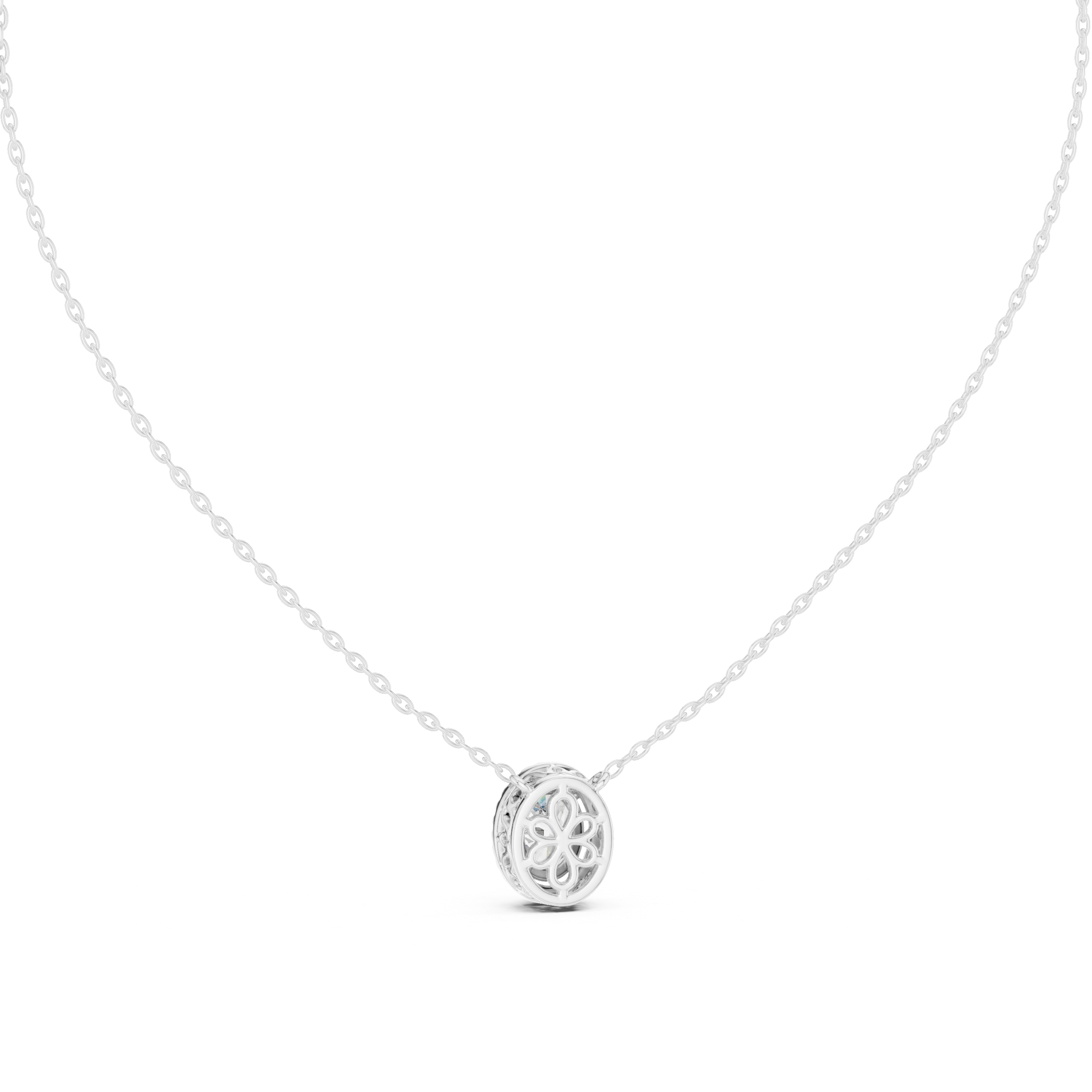 Luxury Oval Diamond Halo Pendant, Chic Rose Gold Necklace for Women Fine Jewelry Gift