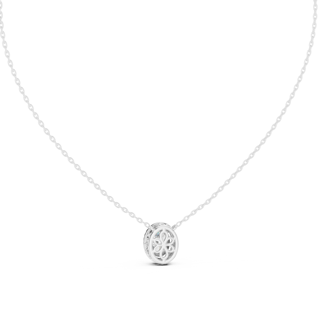 Luxury Oval Diamond Halo Pendant, Chic Rose Gold Necklace for Women Fine Jewelry Gift