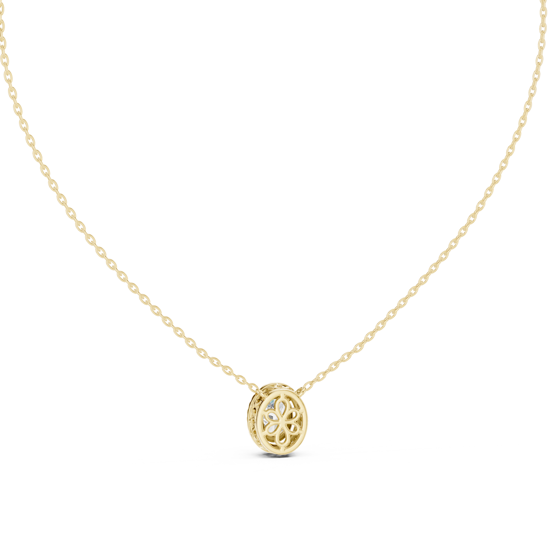 Luxury Oval Diamond Halo Pendant, Chic Rose Gold Necklace for Women Fine Jewelry Gift