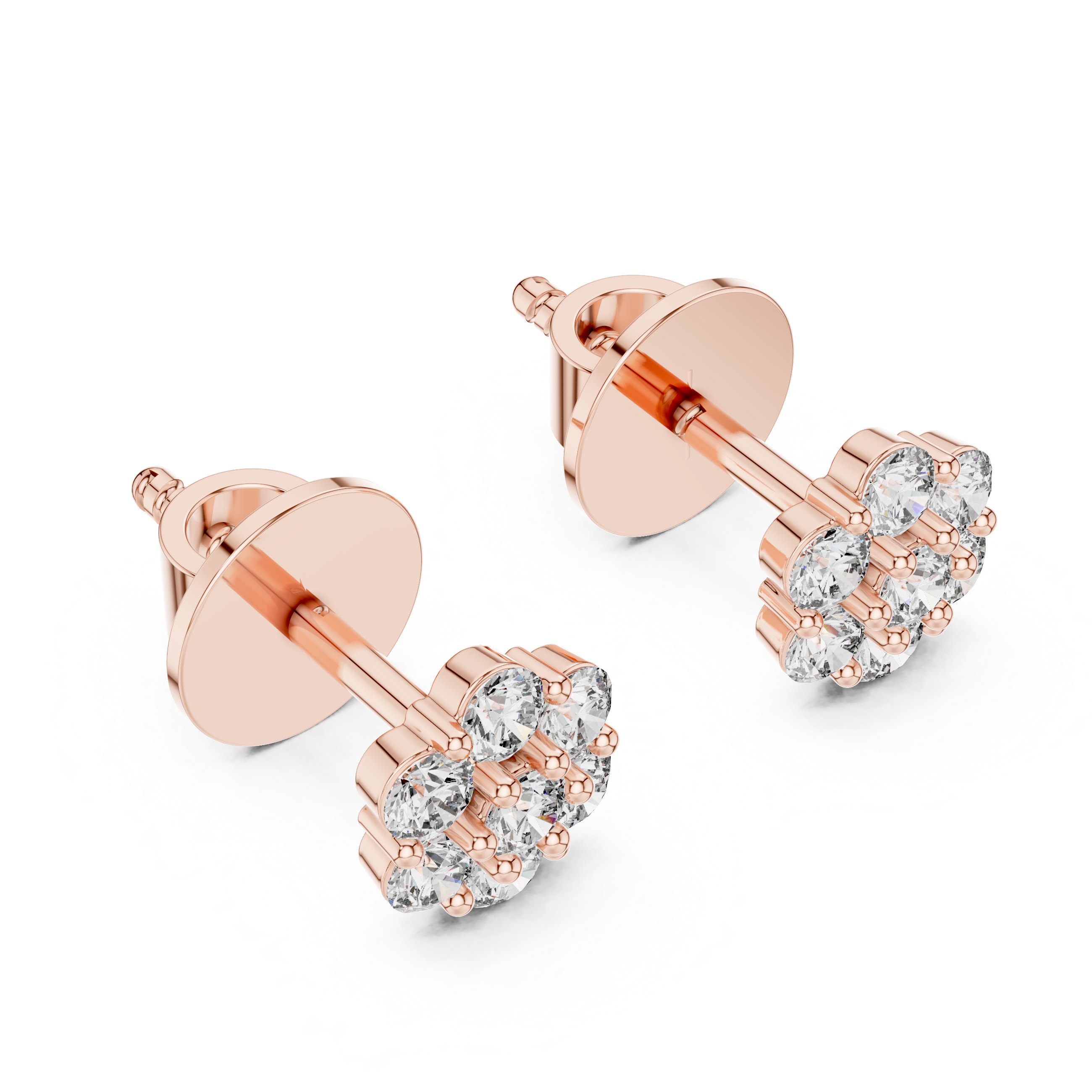 Trendy Round Diamond Cluster Earrings with Prong Setting