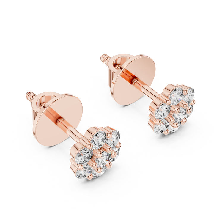 Trendy Round Diamond Cluster Earrings with Prong Setting