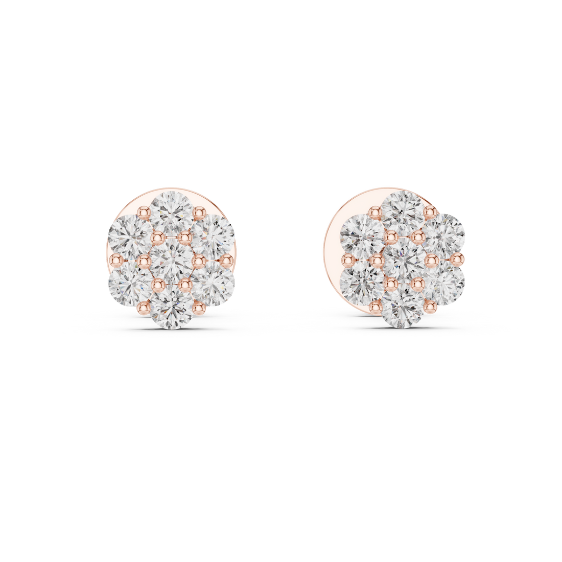 Trendy Round Diamond Cluster Earrings with Prong Setting