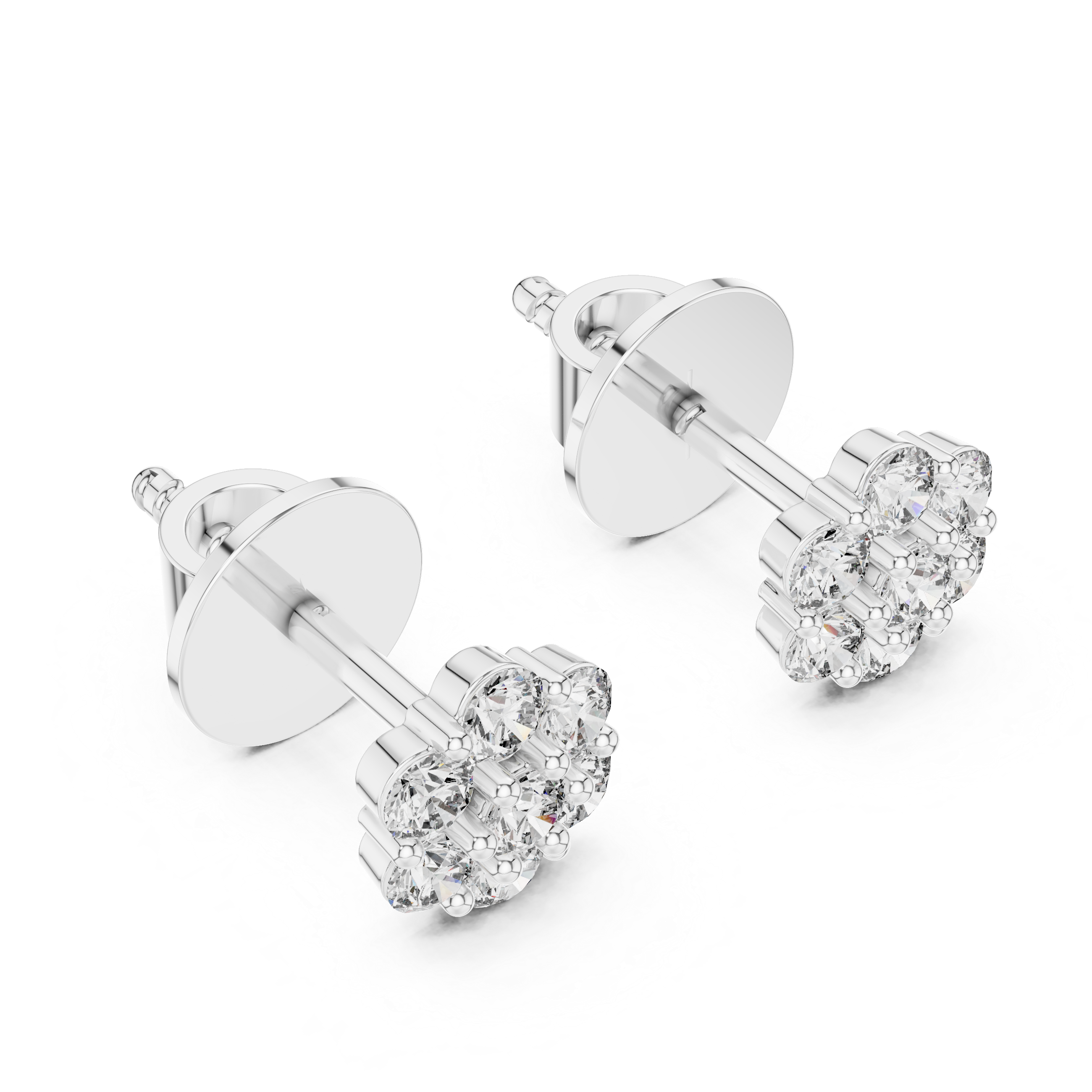 Trendy Round Diamond Cluster Earrings with Prong Setting