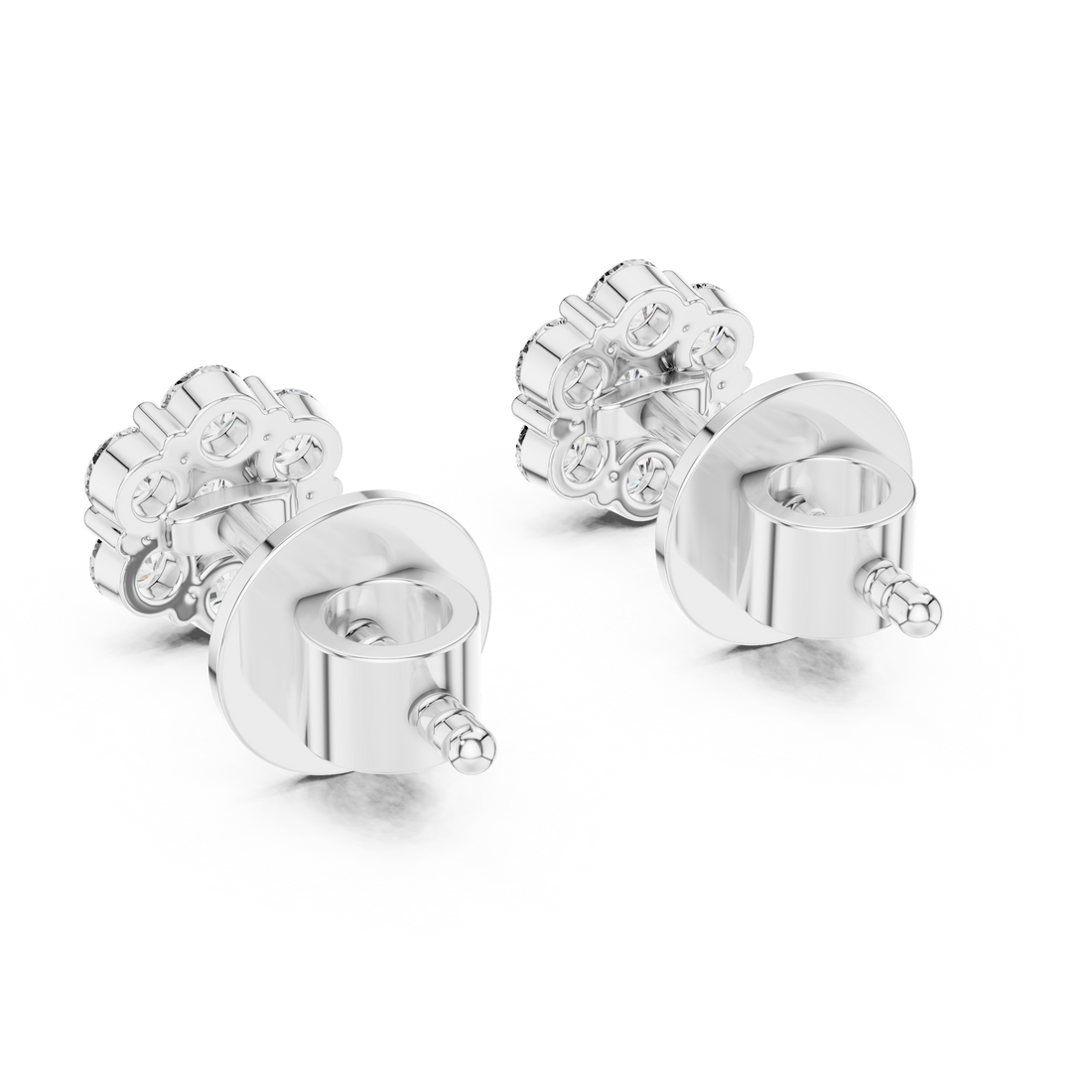 Trendy Round Diamond Cluster Earrings with Prong Setting