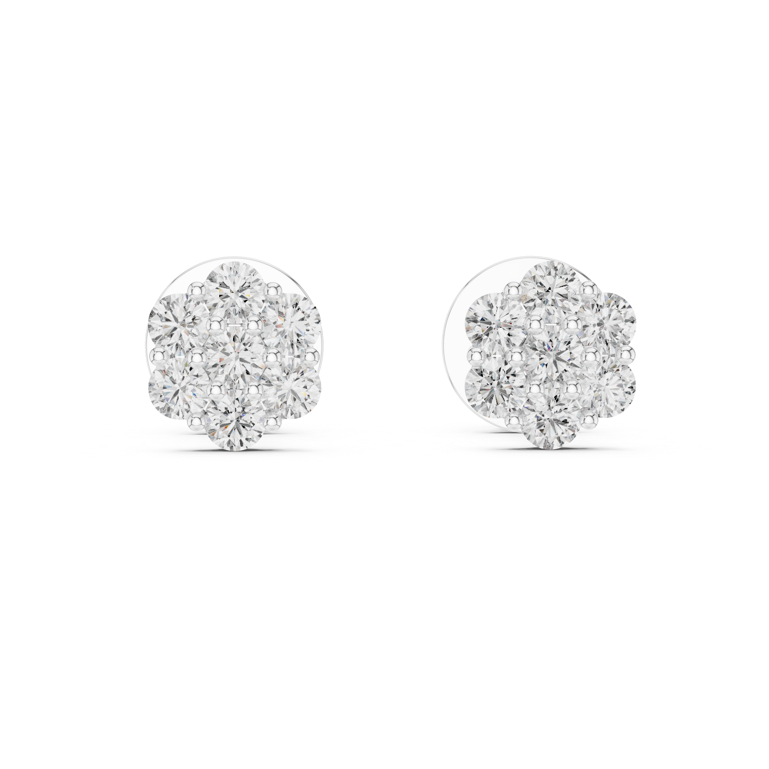 Trendy Round Diamond Cluster Earrings with Prong Setting