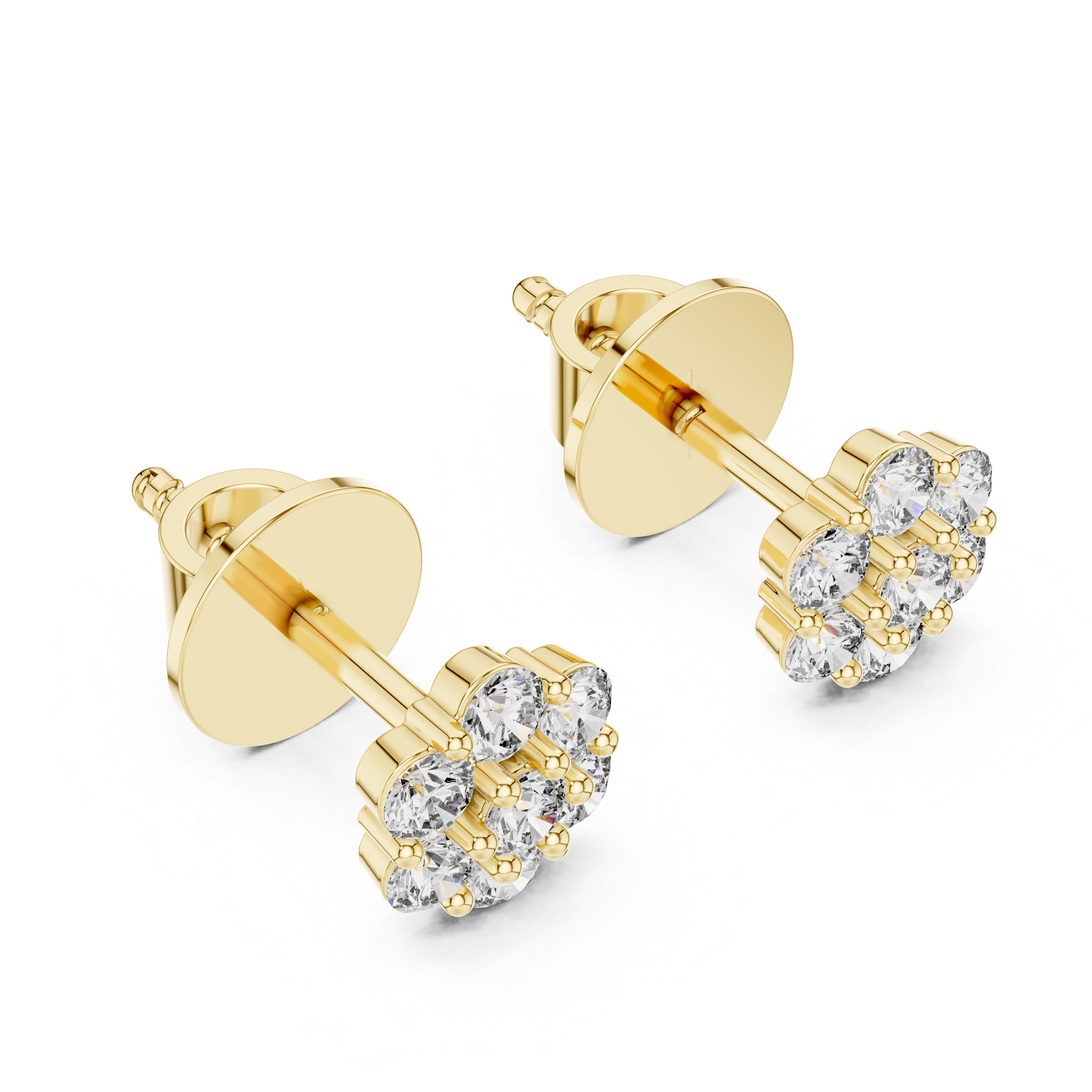 Trendy Round Diamond Cluster Earrings with Prong Setting