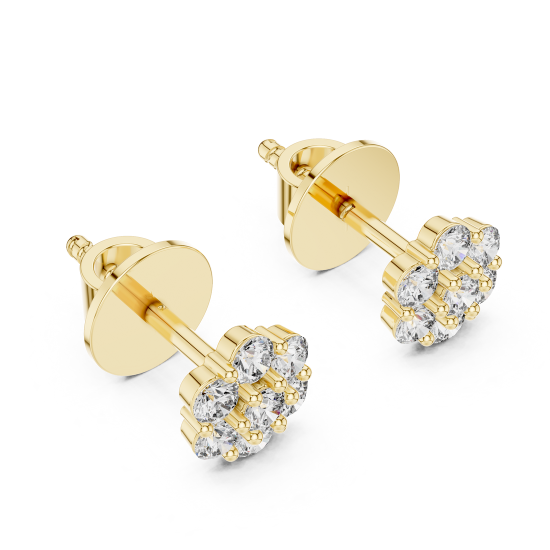 Trendy Round Diamond Cluster Earrings with Prong Setting