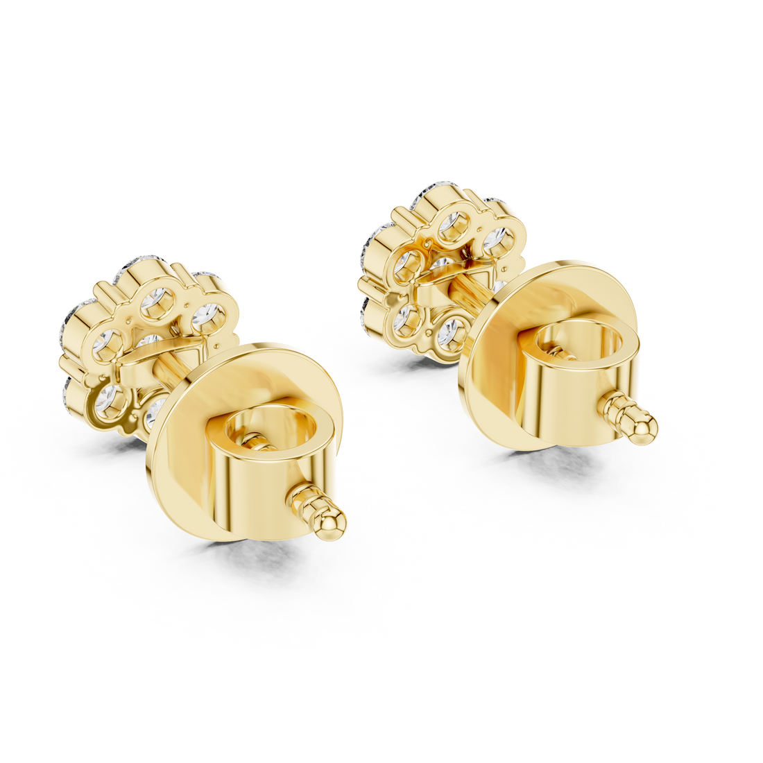 Trendy Round Diamond Cluster Earrings with Prong Setting