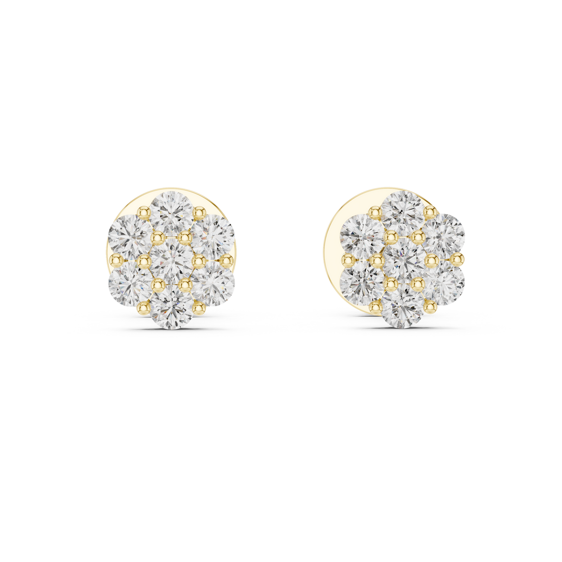 Trendy Round Diamond Cluster Earrings with Prong Setting