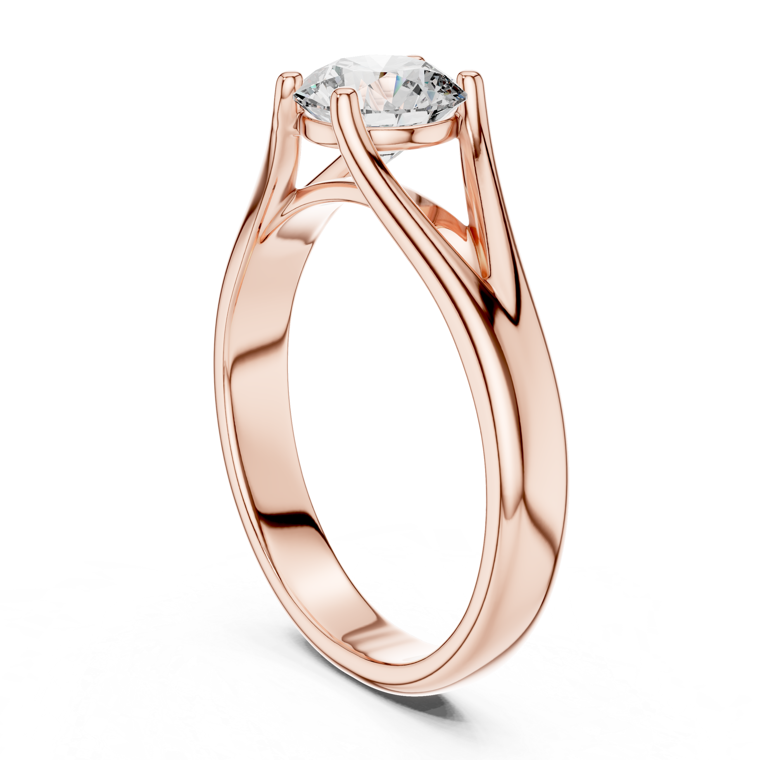 1 Carat Compass Point Split Shank Round Solitaire