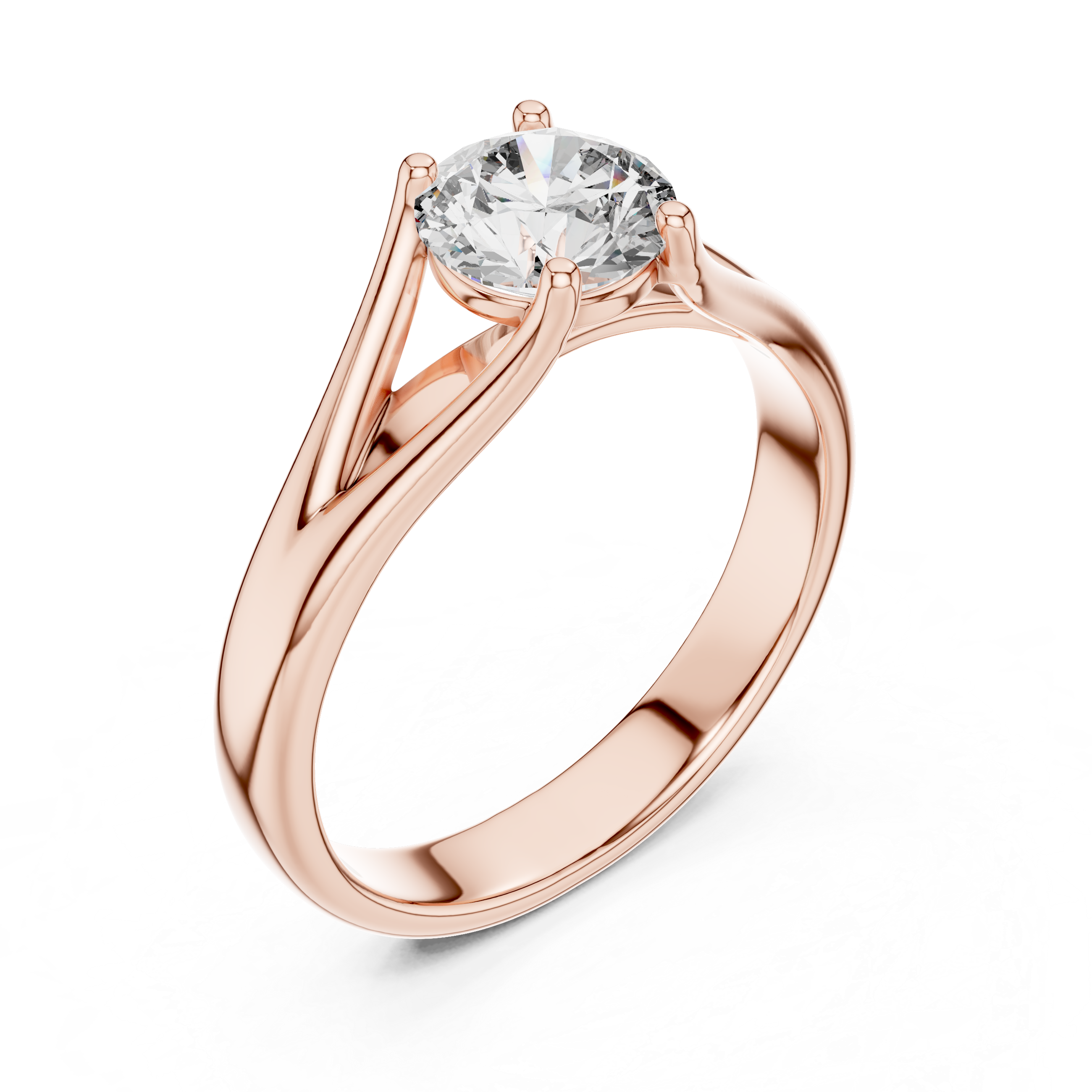 1 Carat Compass Point Split Shank Round Solitaire