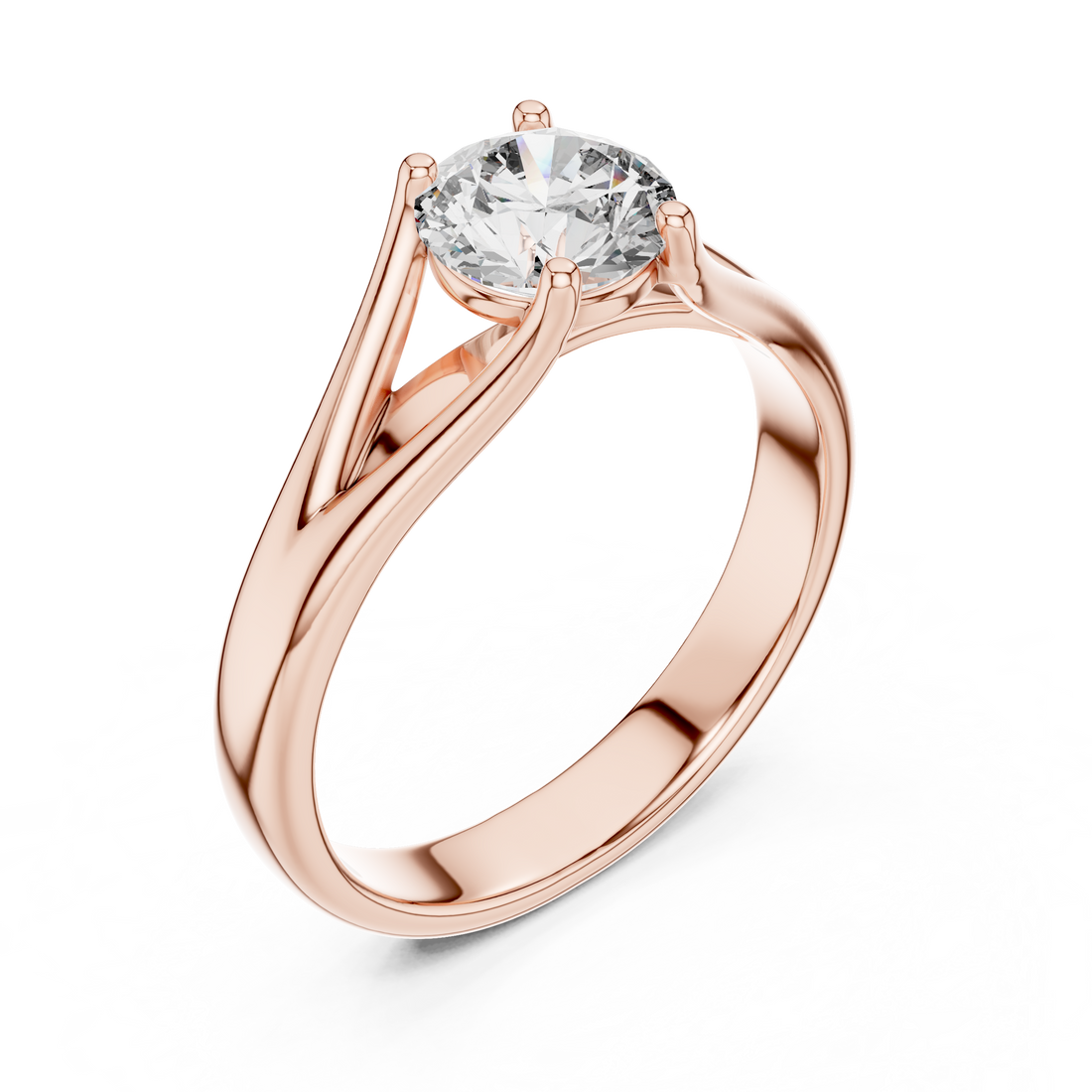 1 Carat Compass Point Split Shank Round Solitaire