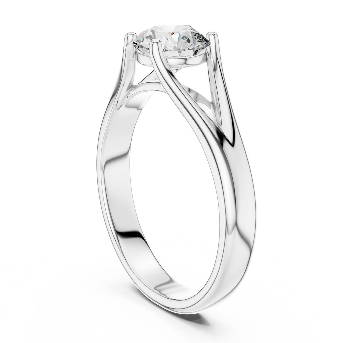 1 Carat Compass Point Split Shank Round Solitaire