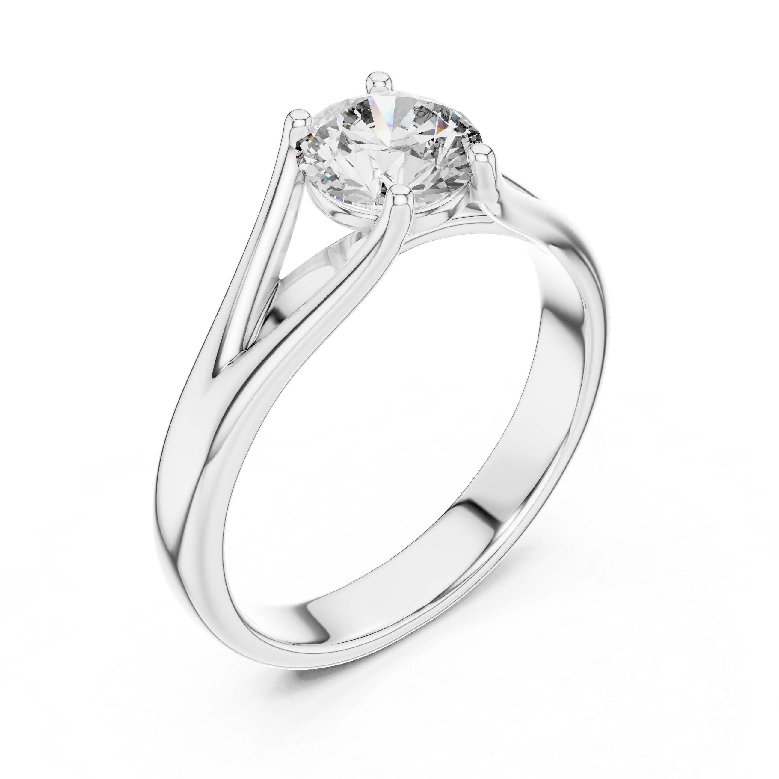 1 Carat Compass Point Split Shank Round Solitaire