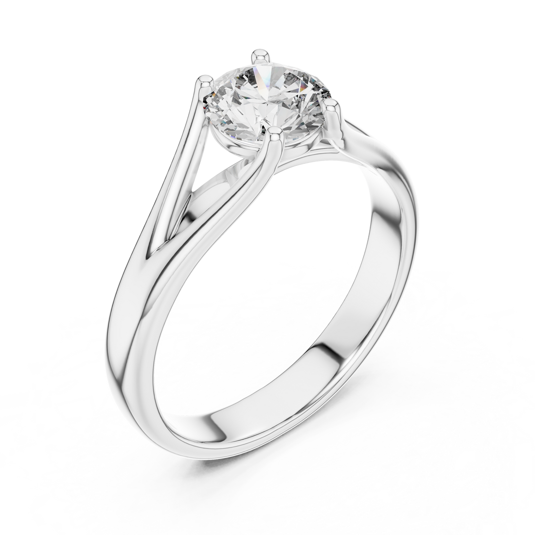 1 Carat Compass Point Split Shank Round Solitaire