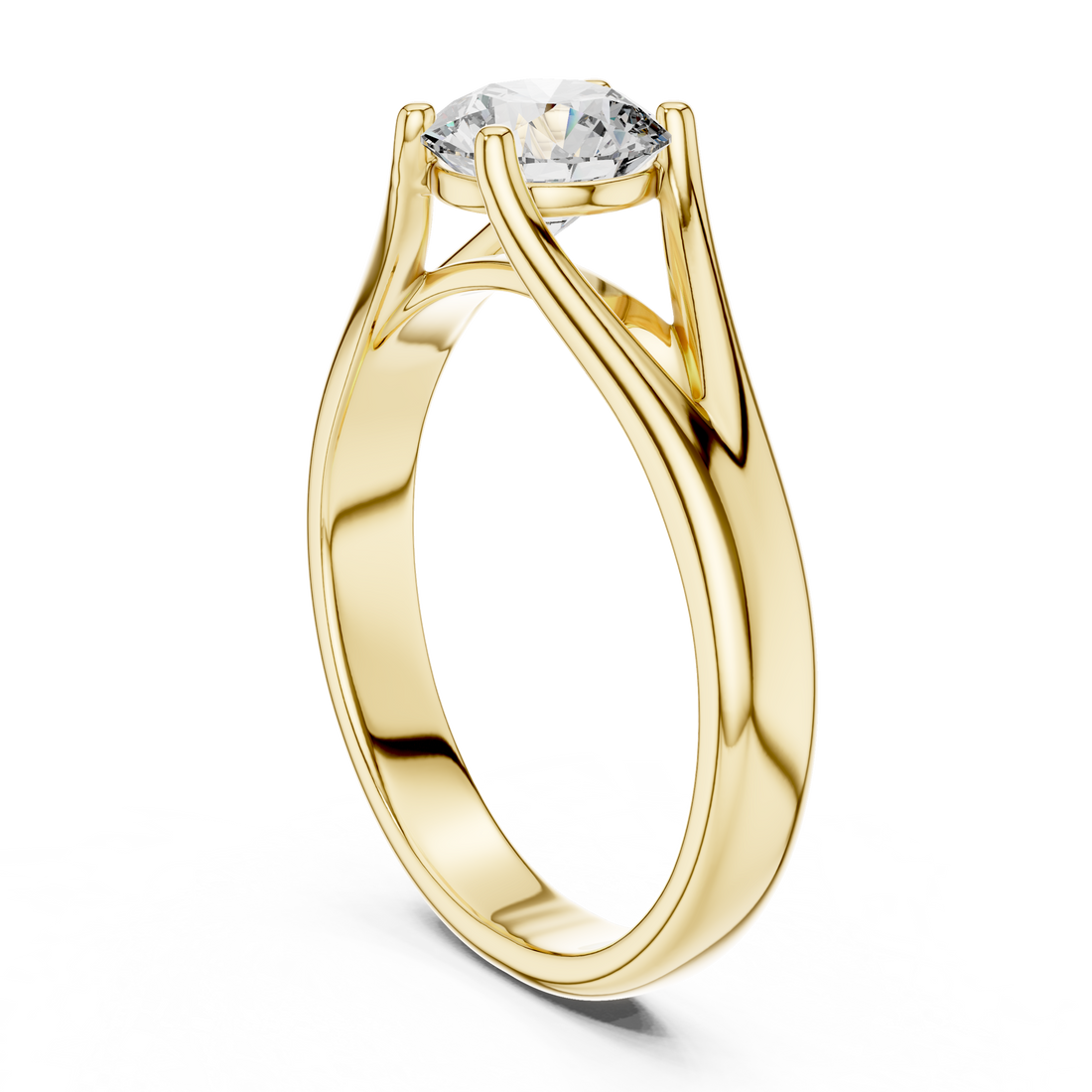 1 Carat Compass Point Split Shank Round Solitaire