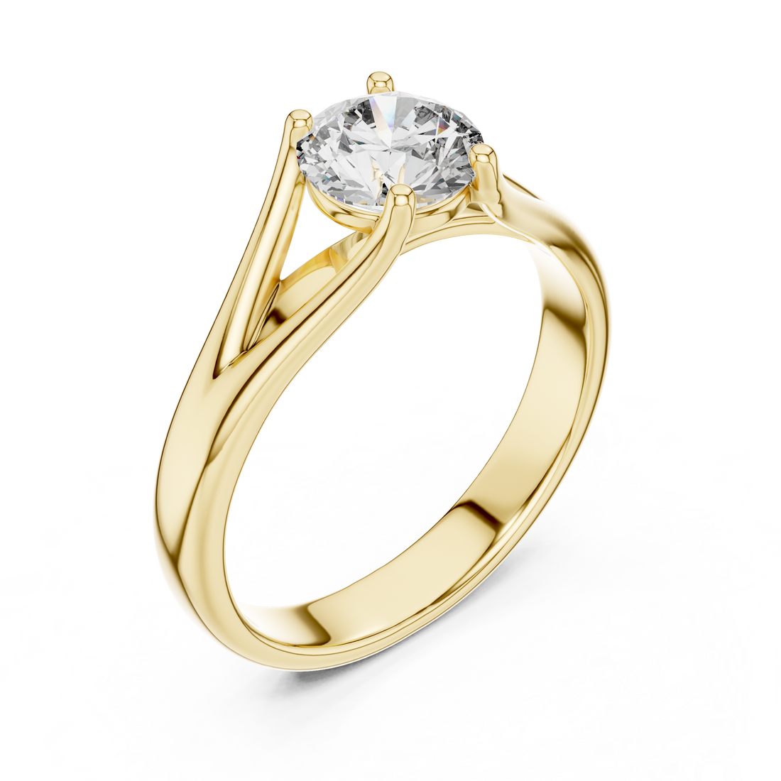 1 Carat Compass Point Split Shank Round Solitaire