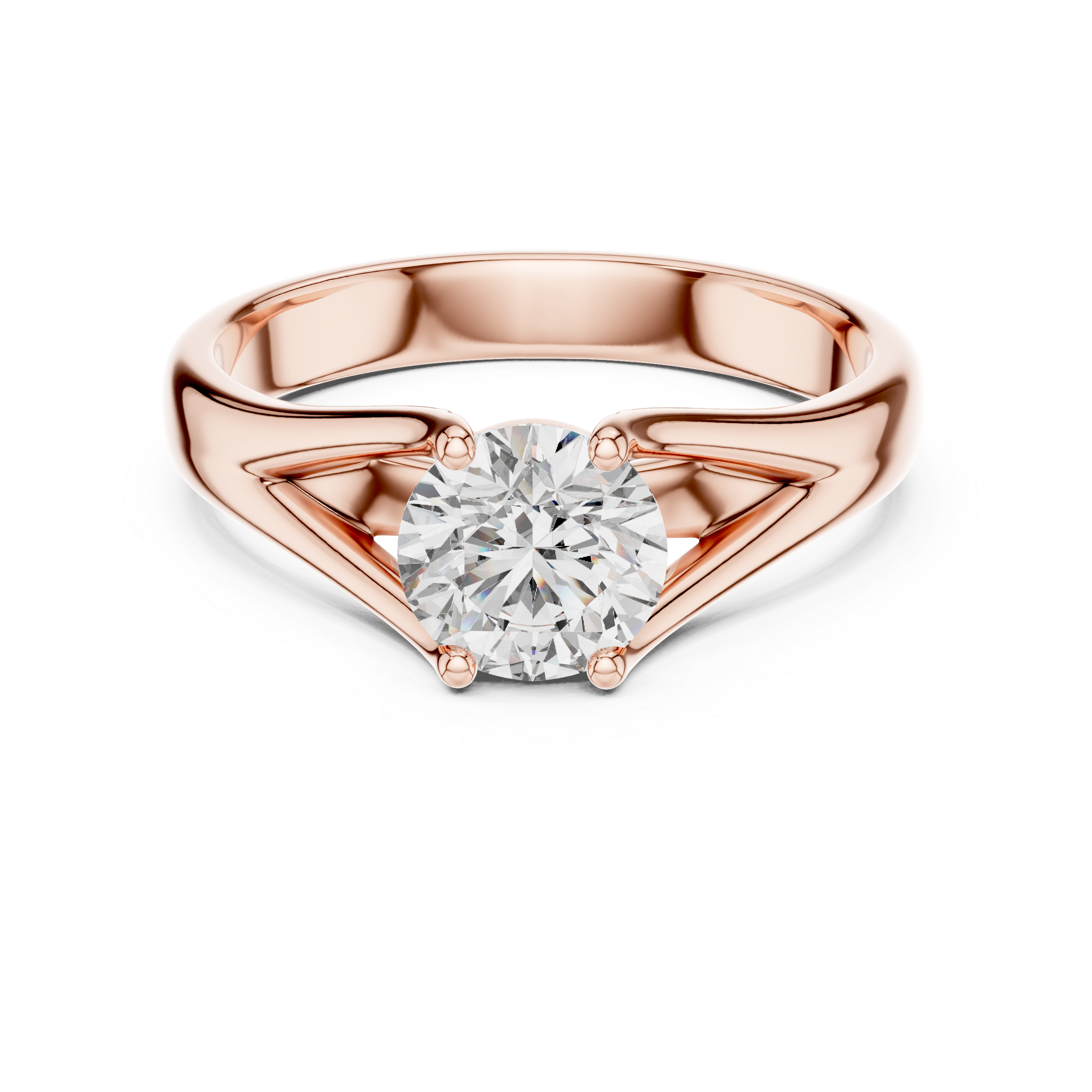 1 Carat Compass Point Split Shank Round Solitaire