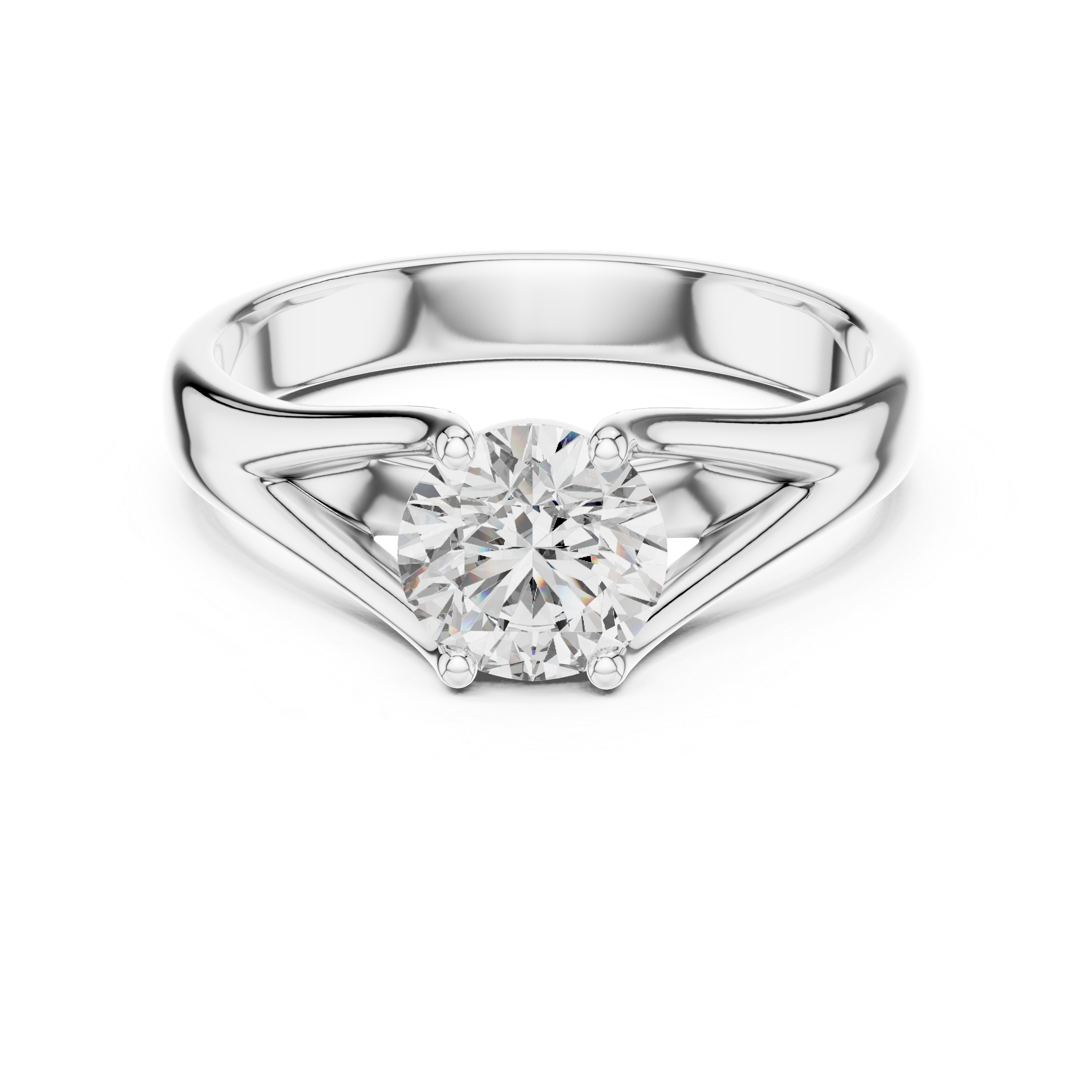 1 Carat Compass Point Split Shank Round Solitaire