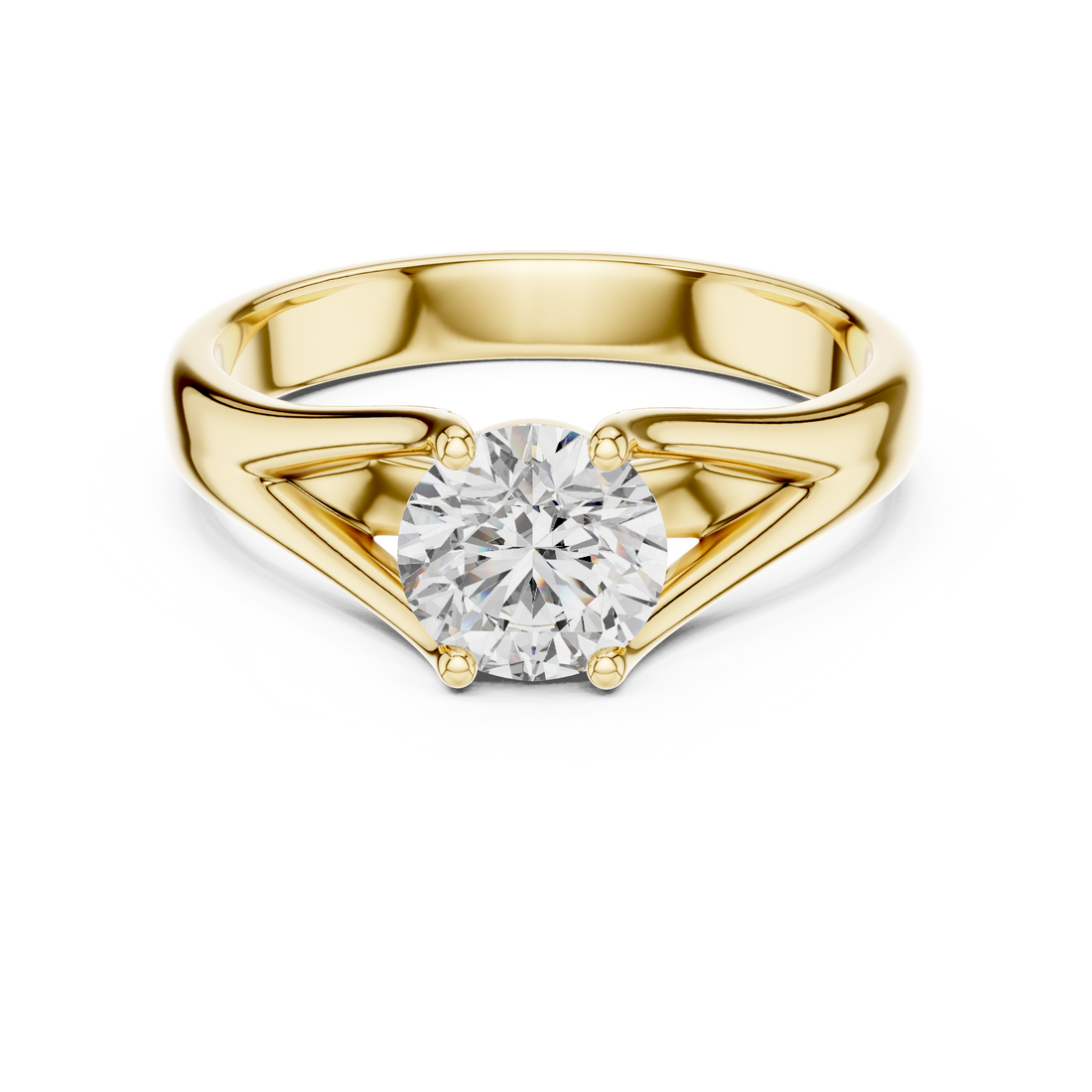 1 Carat Compass Point Split Shank Round Solitaire