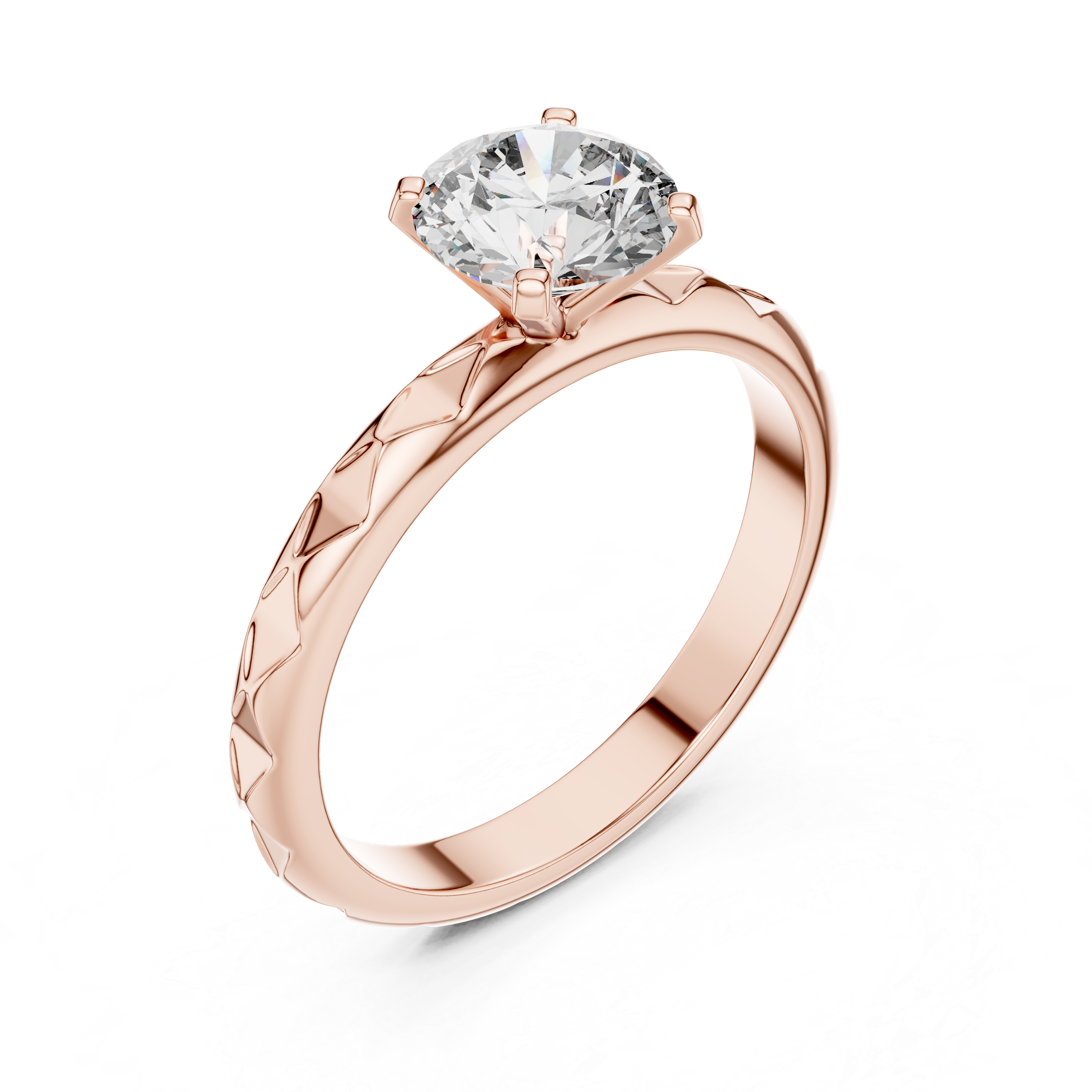 Premium Round Diamond Solitaire Ring – Unique Pattern Band