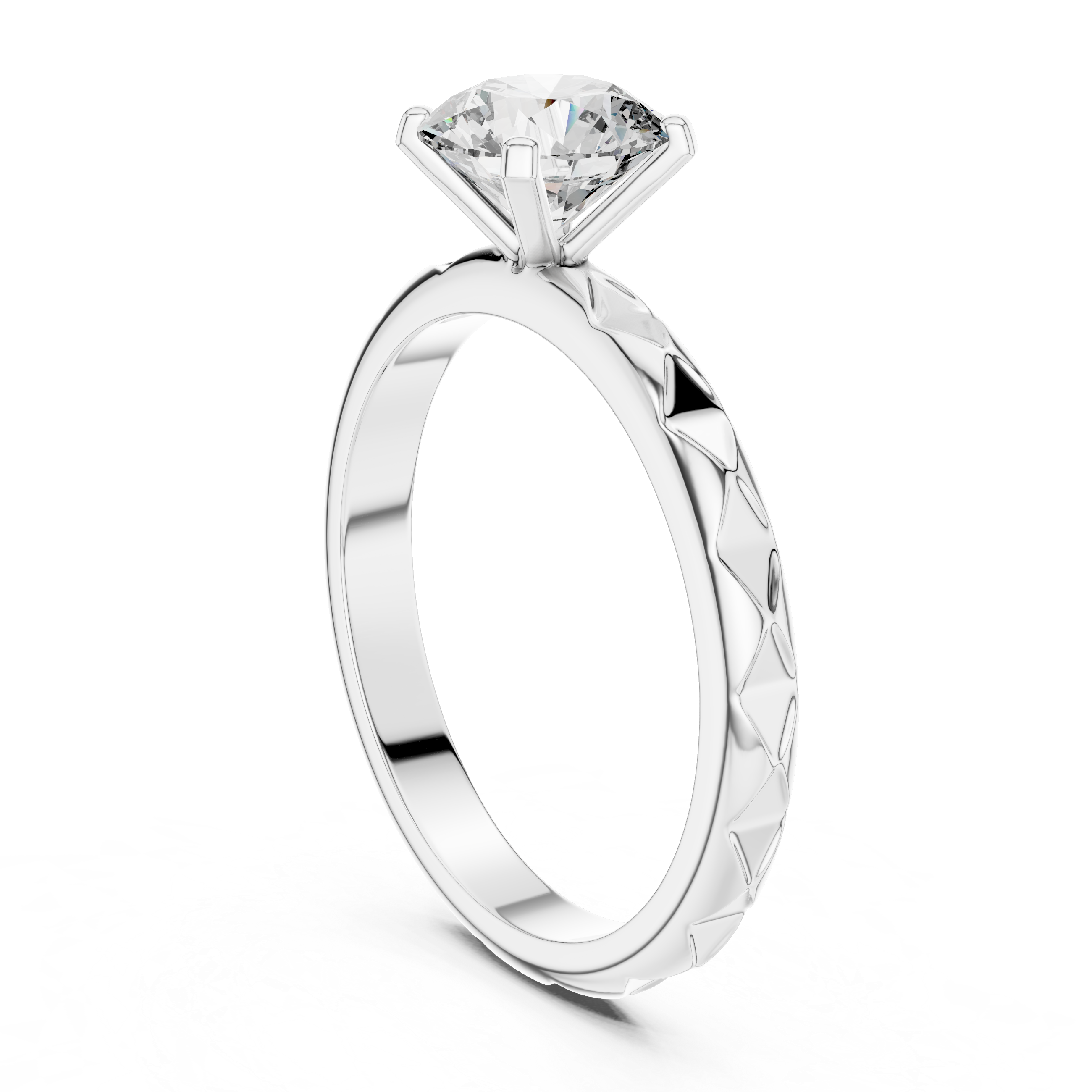 Premium Round Diamond Solitaire Ring – Unique Pattern Band