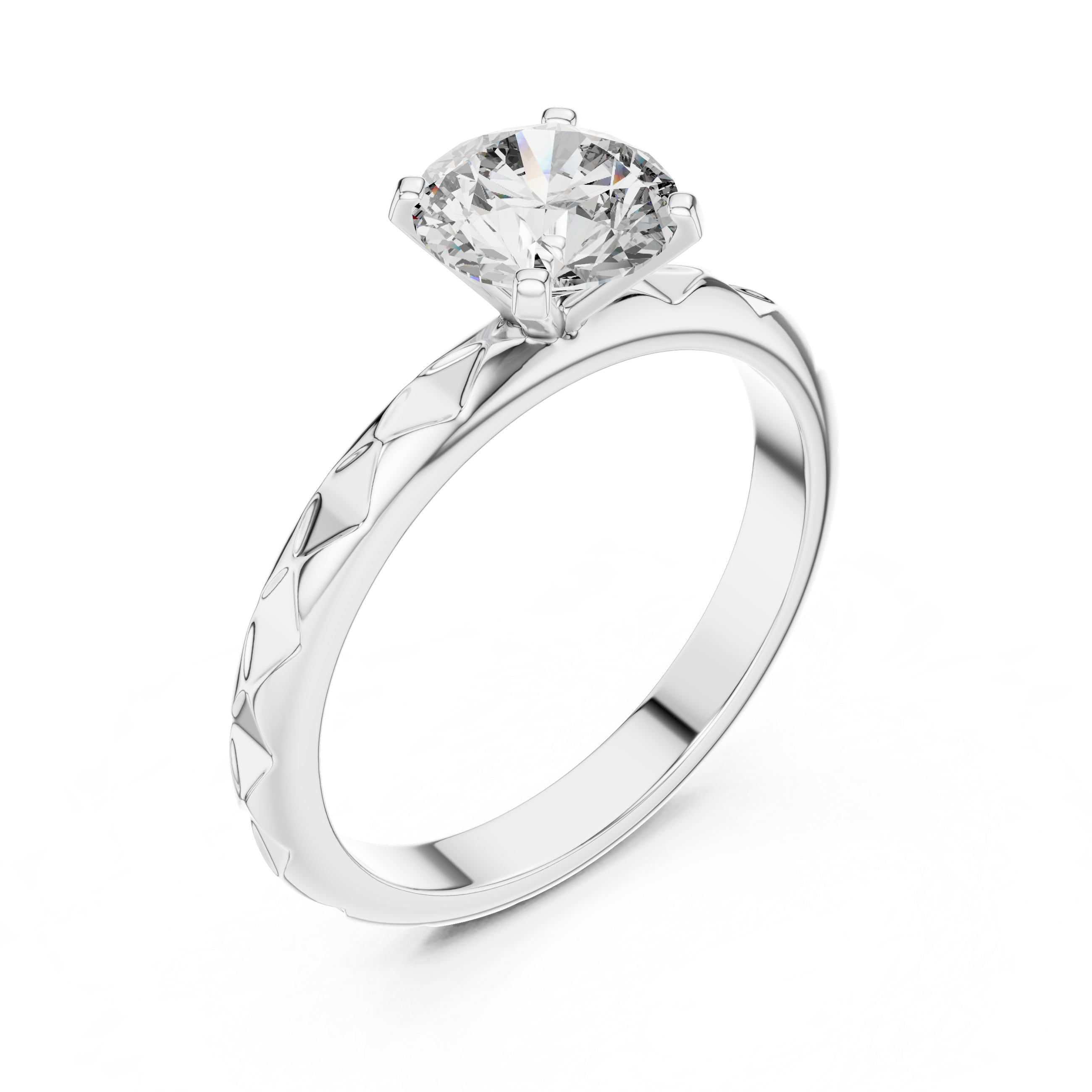 Premium Round Diamond Solitaire Ring – Unique Pattern Band