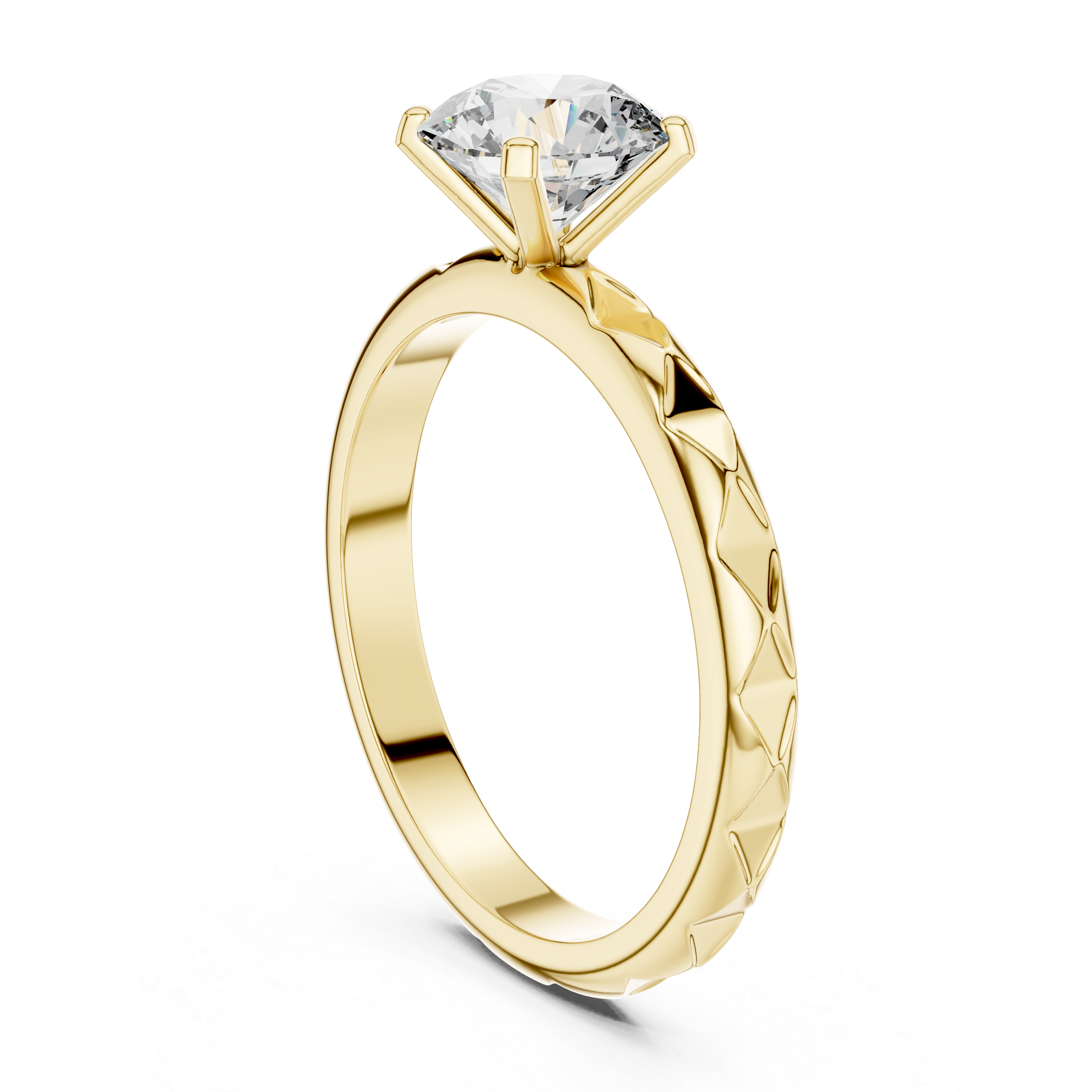 Premium Round Diamond Solitaire Ring – Unique Pattern Band