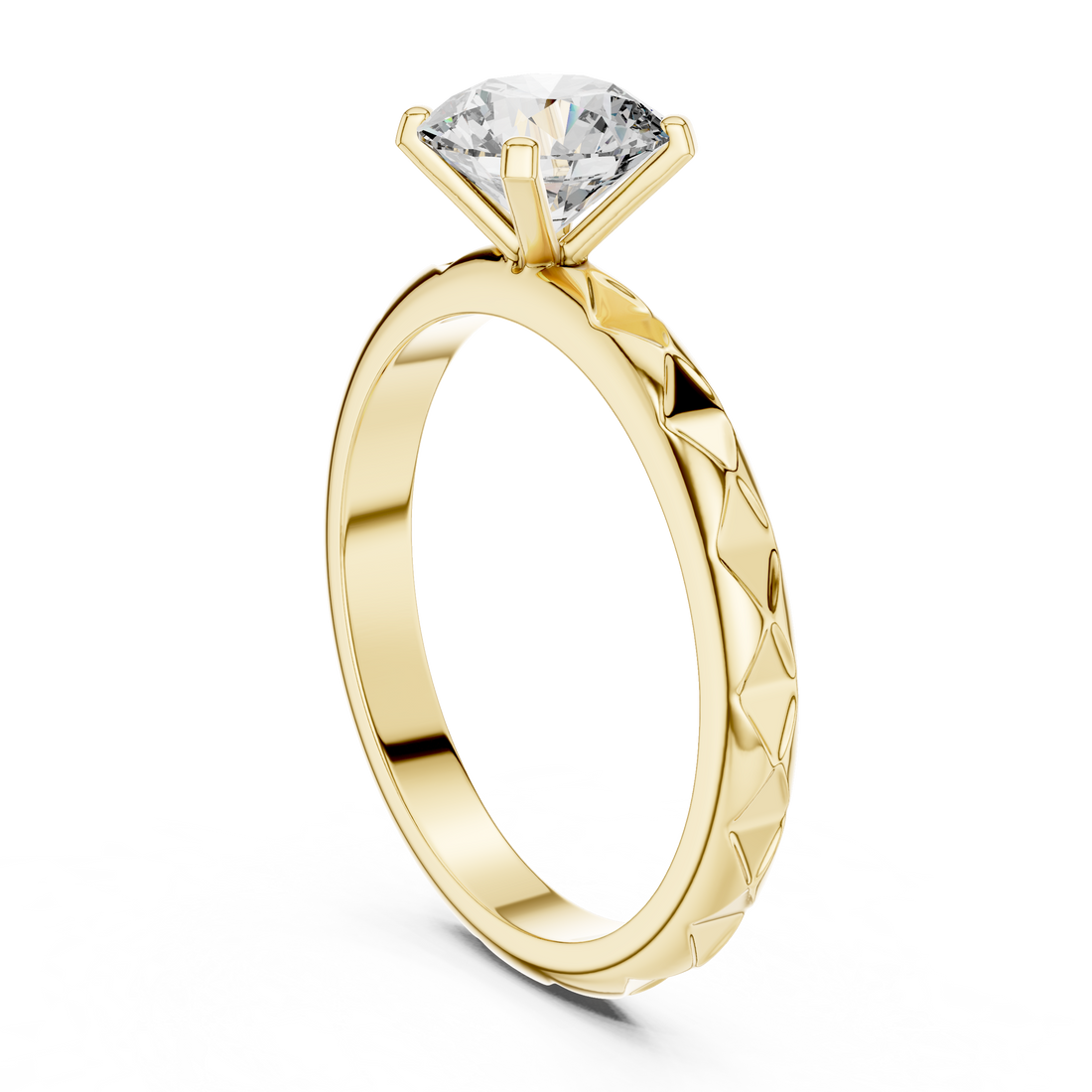 Premium Round Diamond Solitaire Ring – Unique Pattern Band