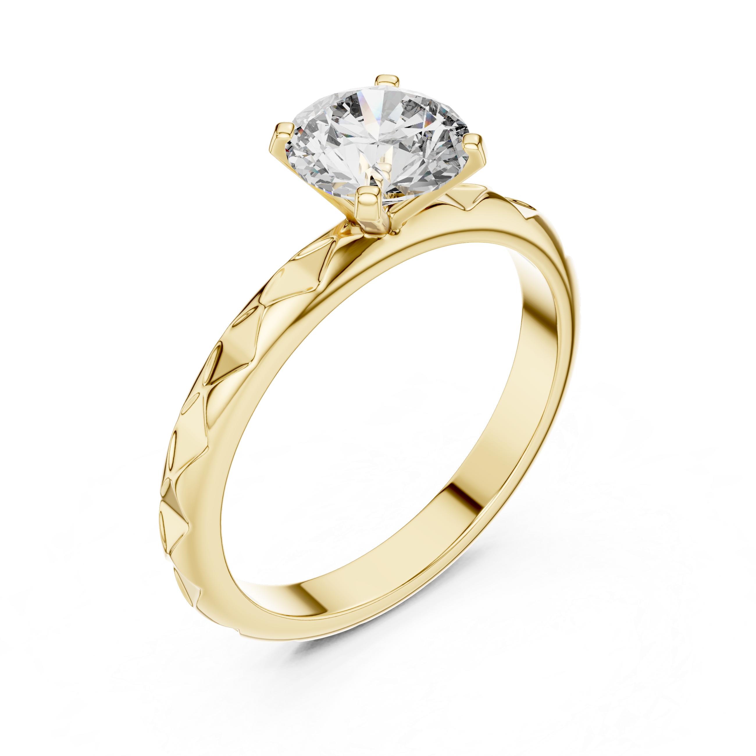 Premium Round Diamond Solitaire Ring – Unique Pattern Band