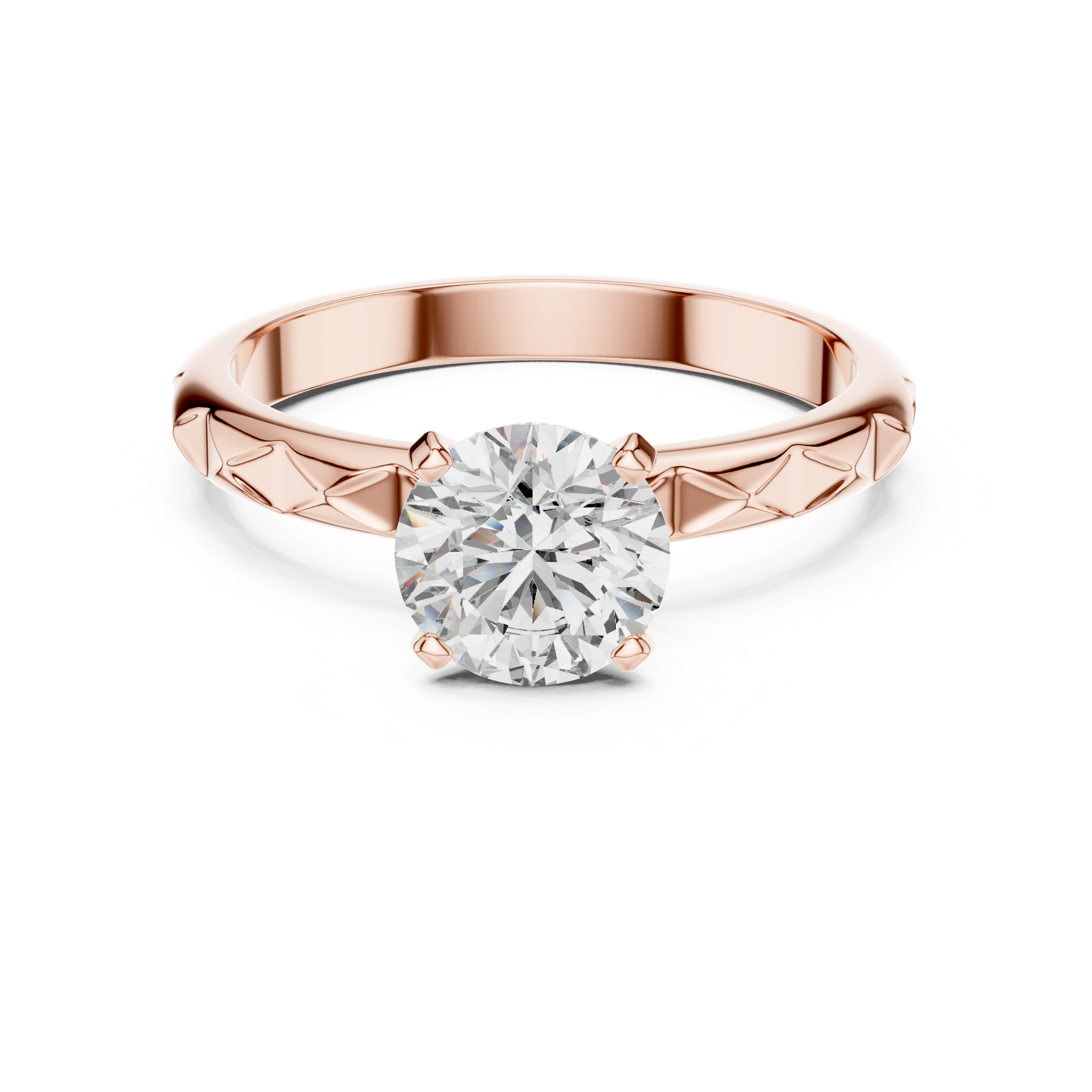 Premium Round Diamond Solitaire Ring – Unique Pattern Band