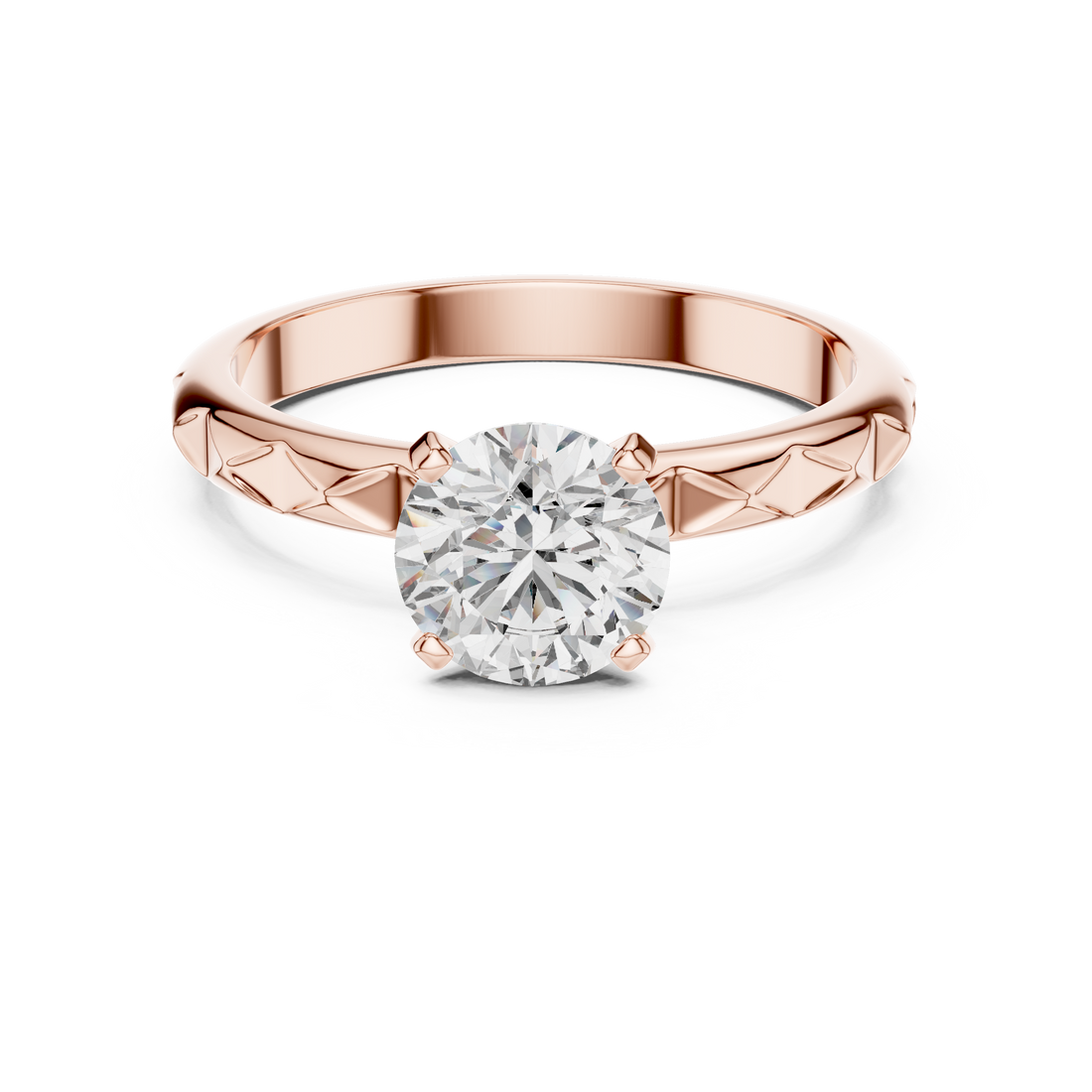 Premium Round Diamond Solitaire Ring – Unique Pattern Band