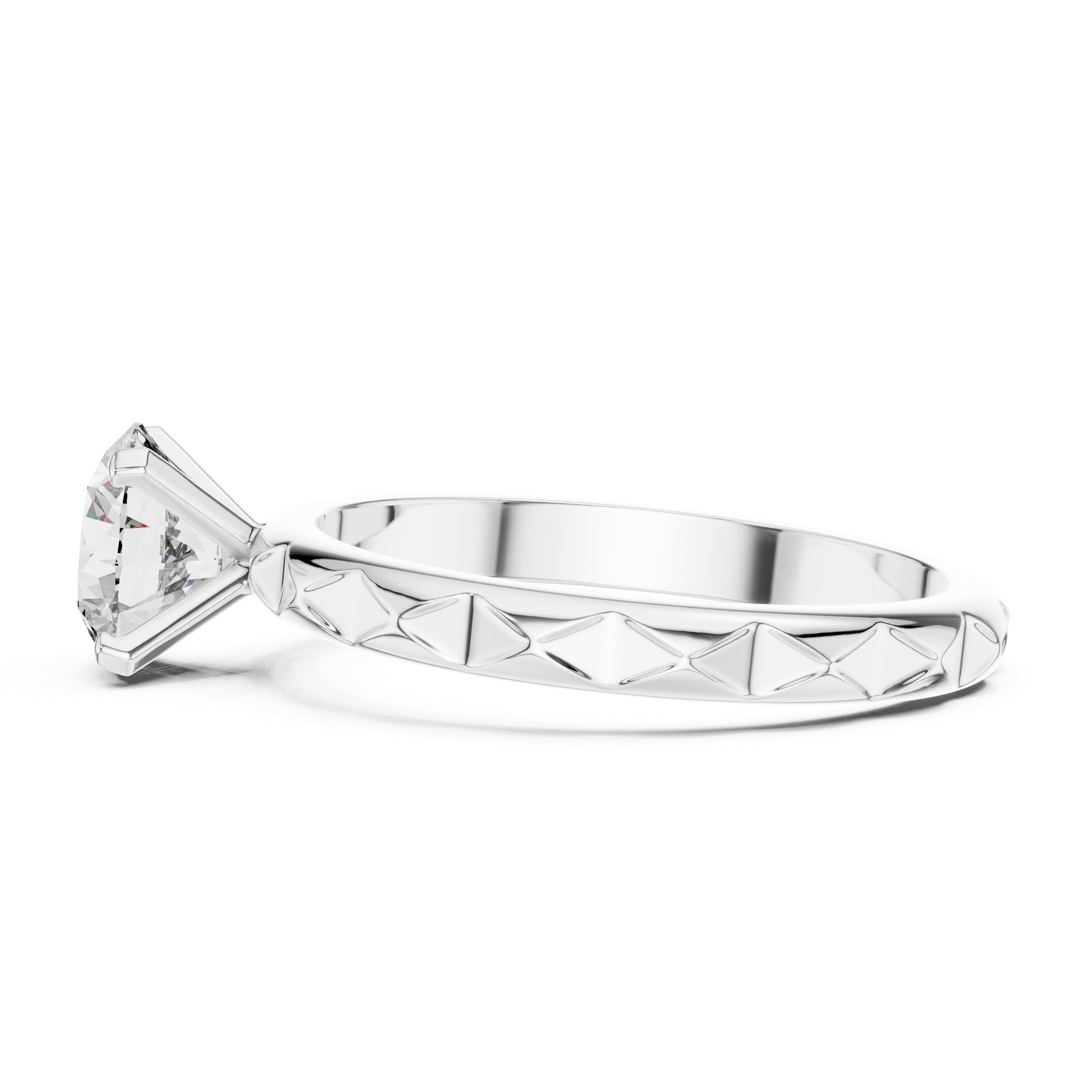 Premium Round Diamond Solitaire Ring – Unique Pattern Band