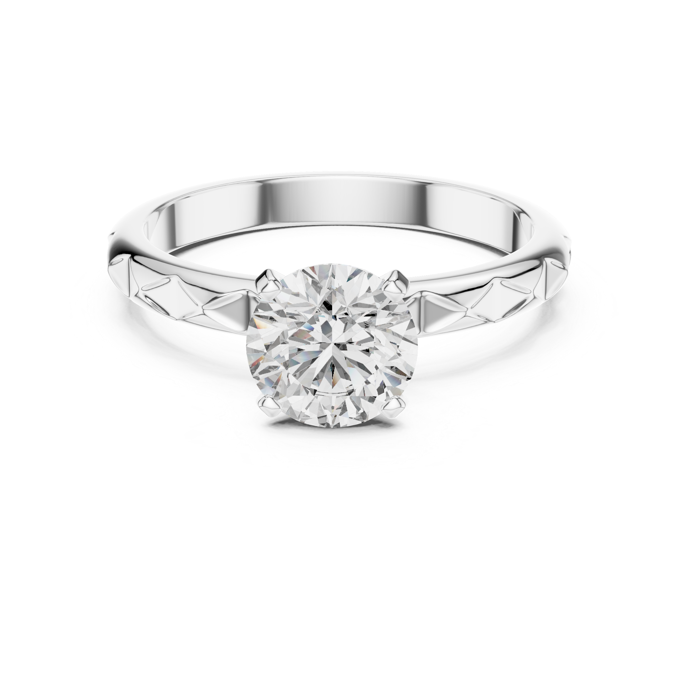 Premium Round Diamond Solitaire Ring – Unique Pattern Band