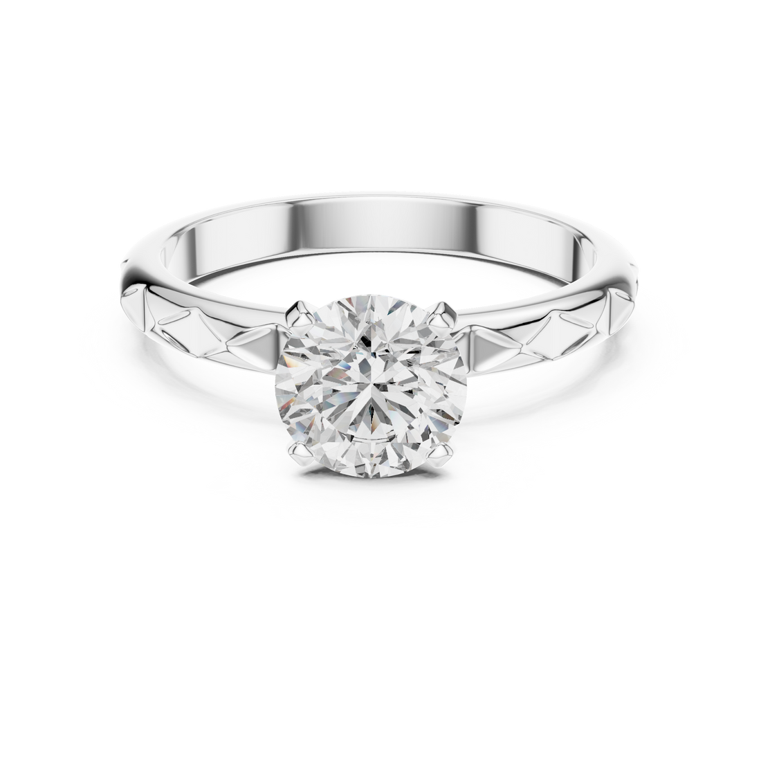 Premium Round Diamond Solitaire Ring – Unique Pattern Band