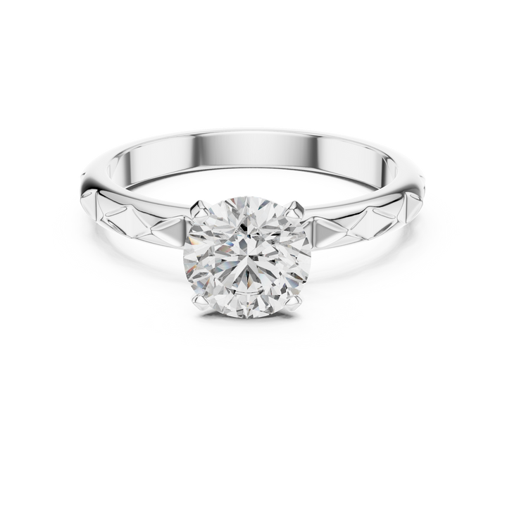Premium Round Diamond Solitaire Ring – Unique Pattern Band