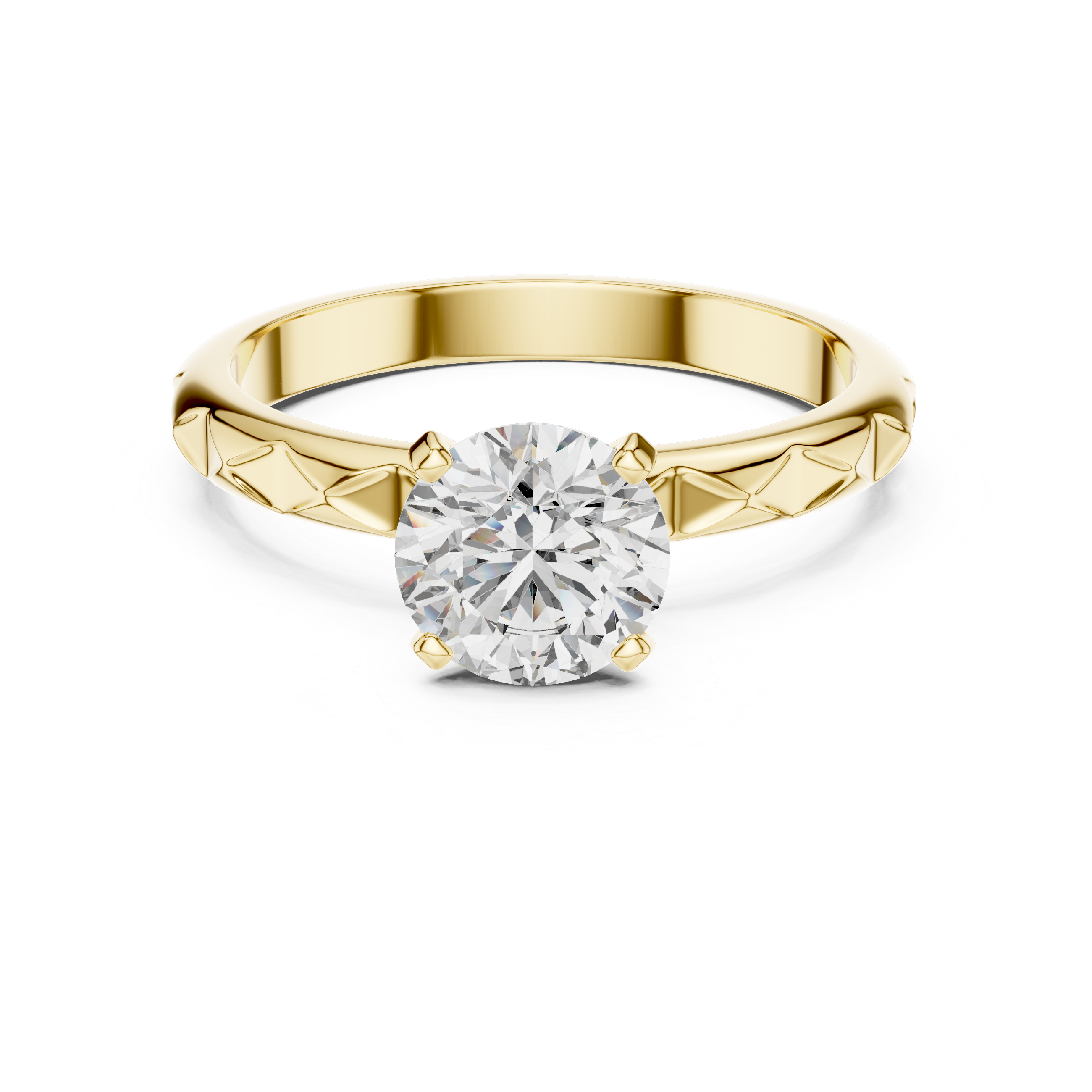 Premium Round Diamond Solitaire Ring – Unique Pattern Band