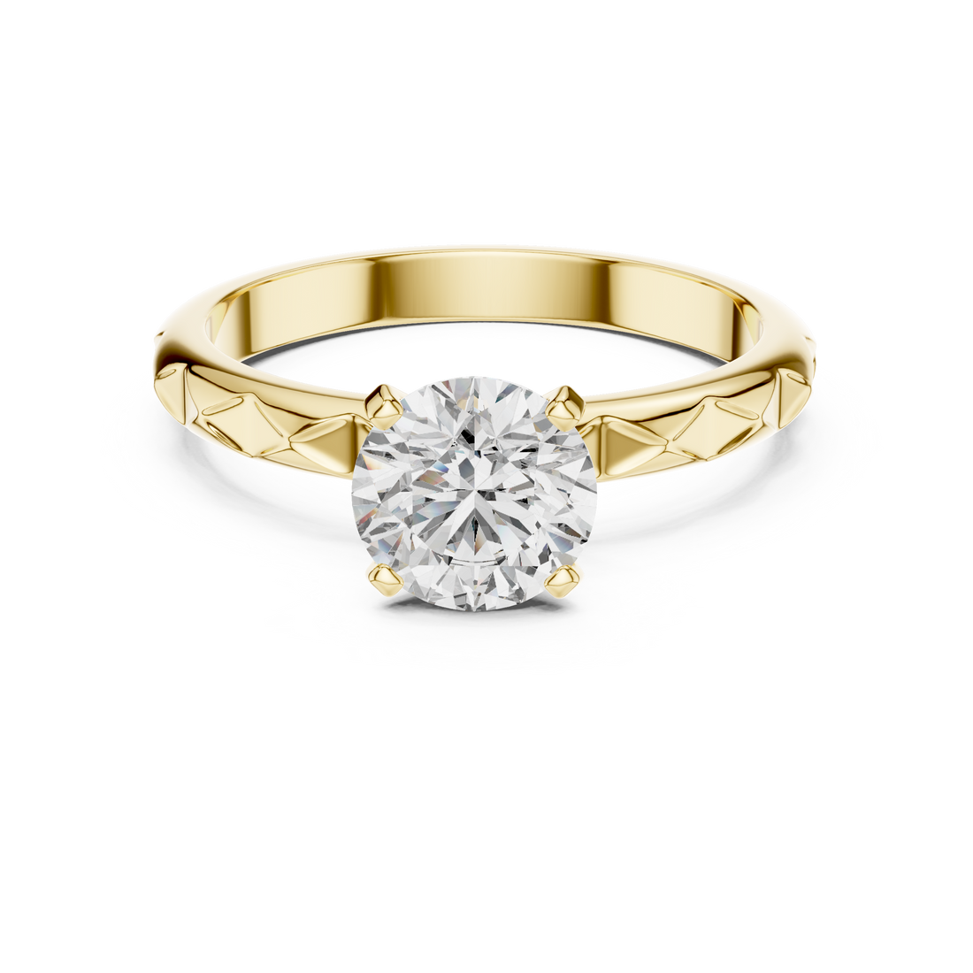 Premium Round Diamond Solitaire Ring – Unique Pattern Band