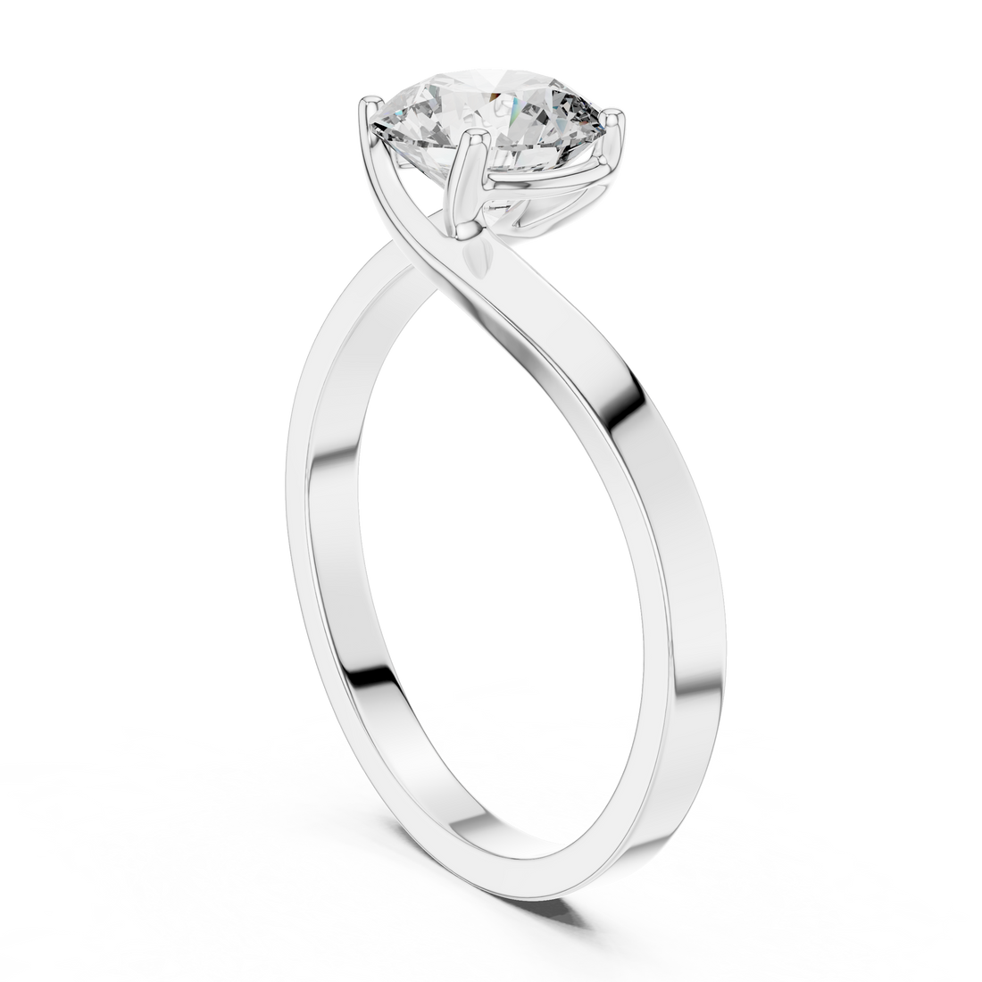 Designer White Gold Ring with Sparkling Solitaire Diamond