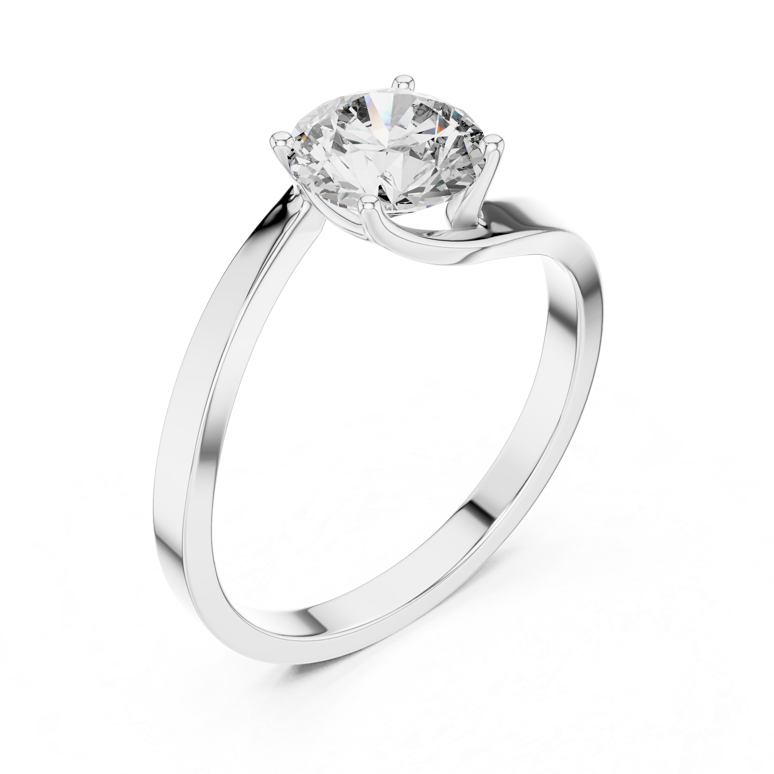 Designer White Gold Ring with Sparkling Solitaire Diamond