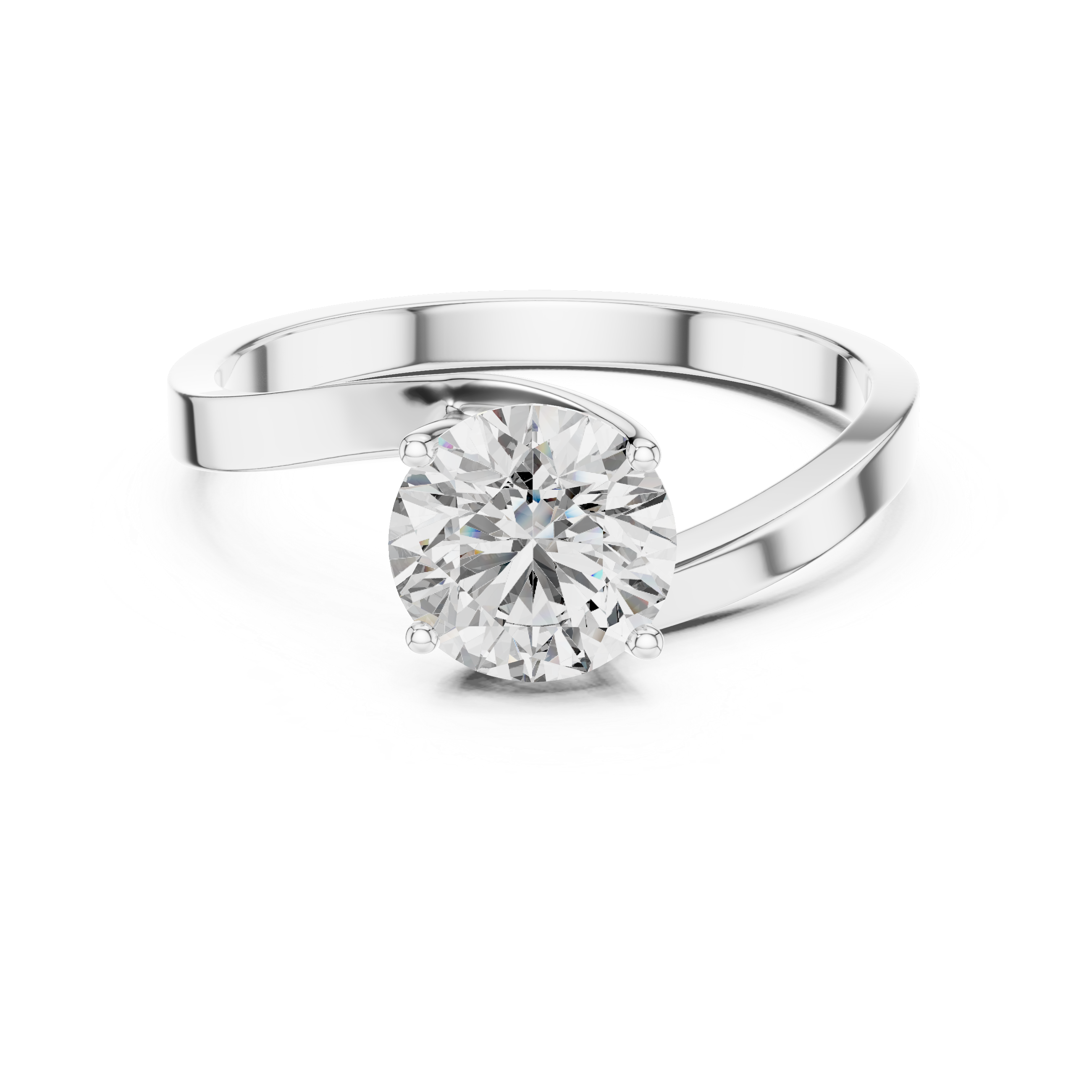 Designer White Gold Ring with Sparkling Solitaire Diamond