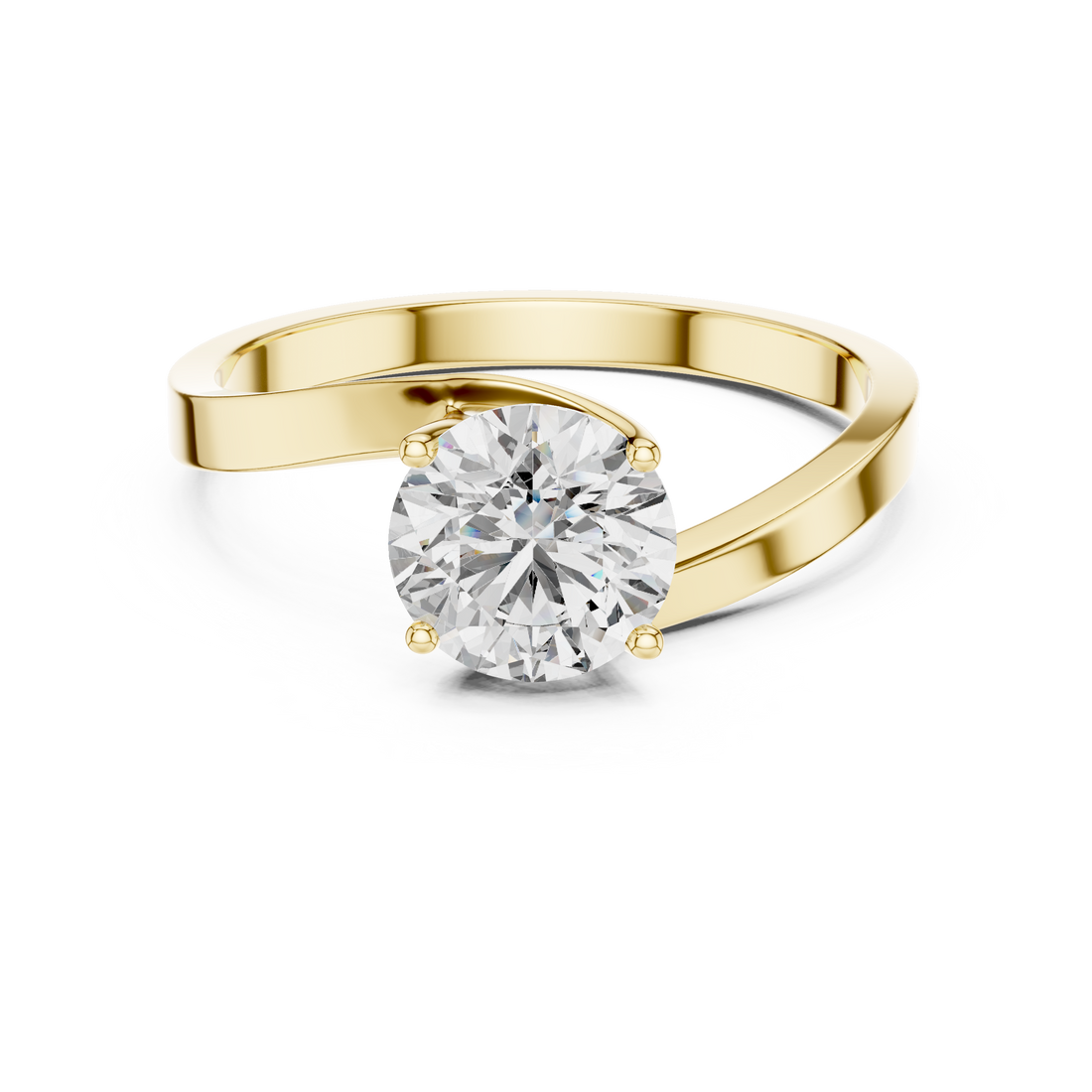 Designer White Gold Ring with Sparkling Solitaire Diamond