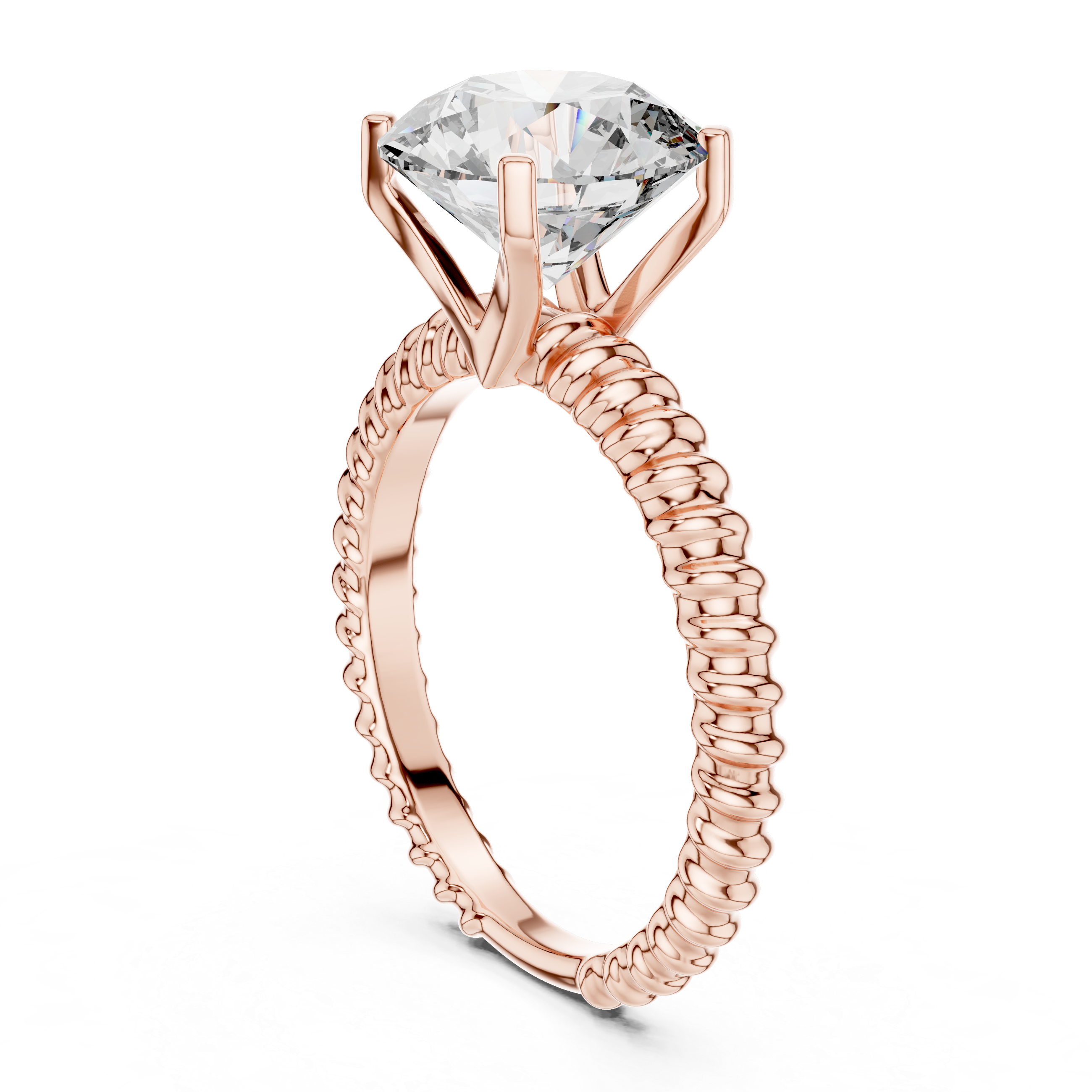 Stylish Textured Band 2.8 Ct Round Diamond Ring for Women
