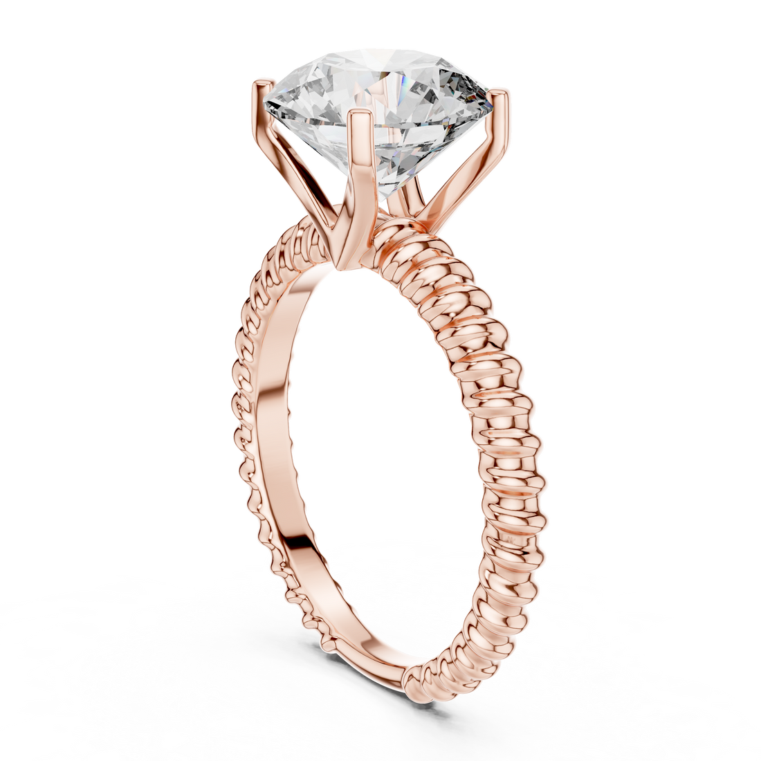 Stylish Textured Band 2.8 Ct Round Diamond Ring for Women