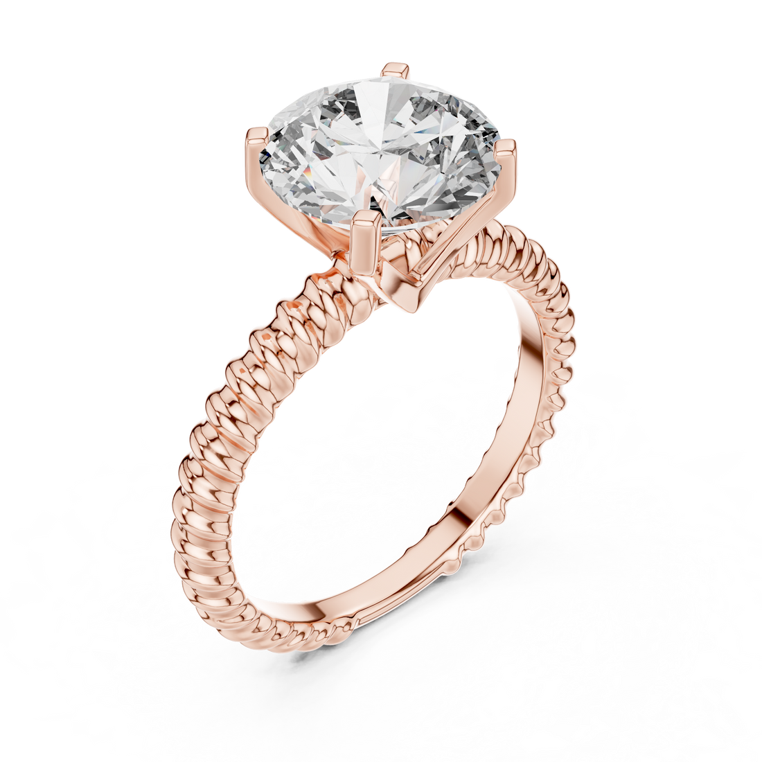 Stylish Textured Band 2.8 Ct Round Diamond Ring for Women