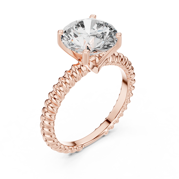 Stylish Textured Band 2.8 Ct Round Diamond Ring for Women
