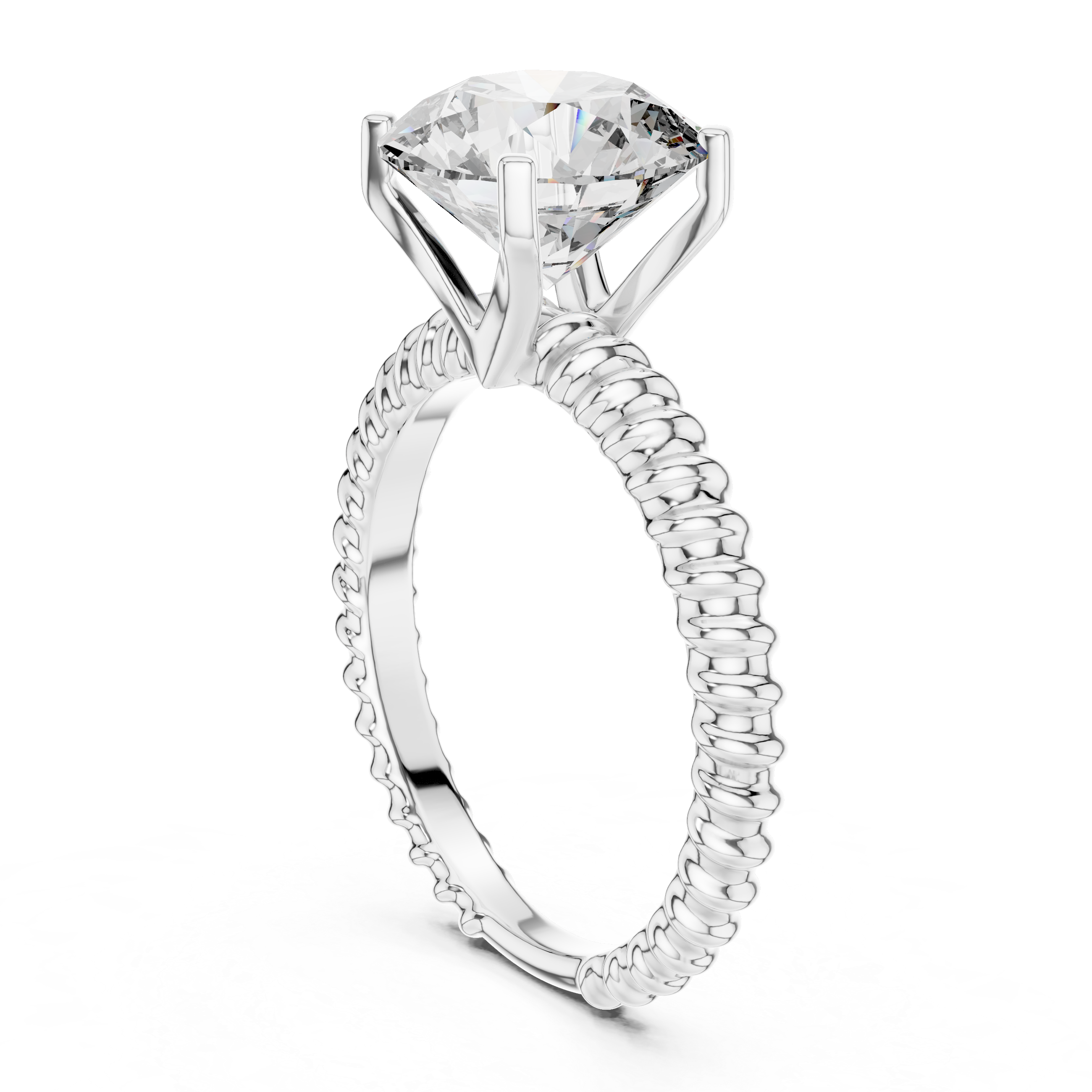 Stylish Textured Band 2.8 Ct Round Diamond Ring for Women