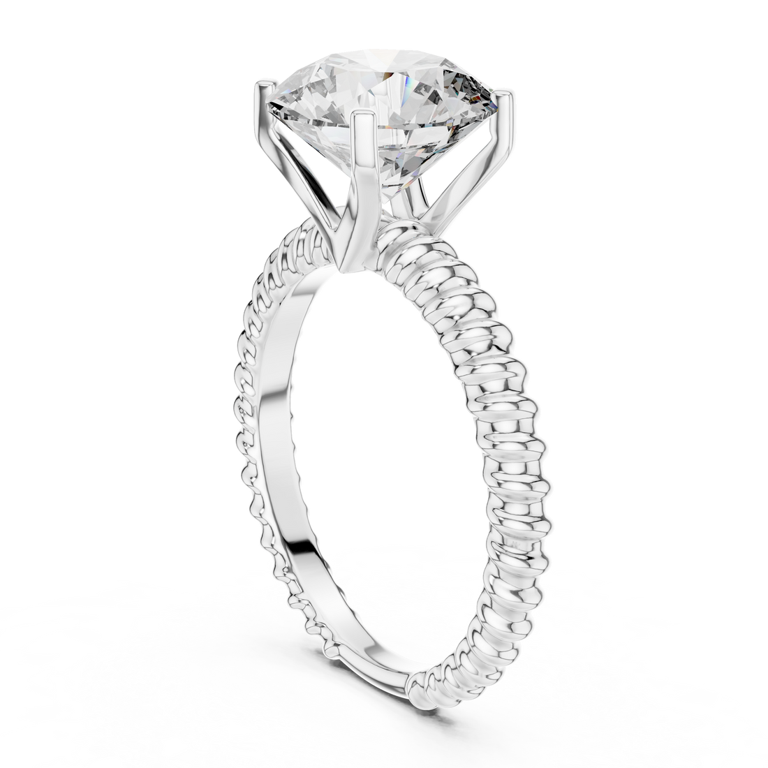 Stylish Textured Band 2.8 Ct Round Diamond Ring for Women