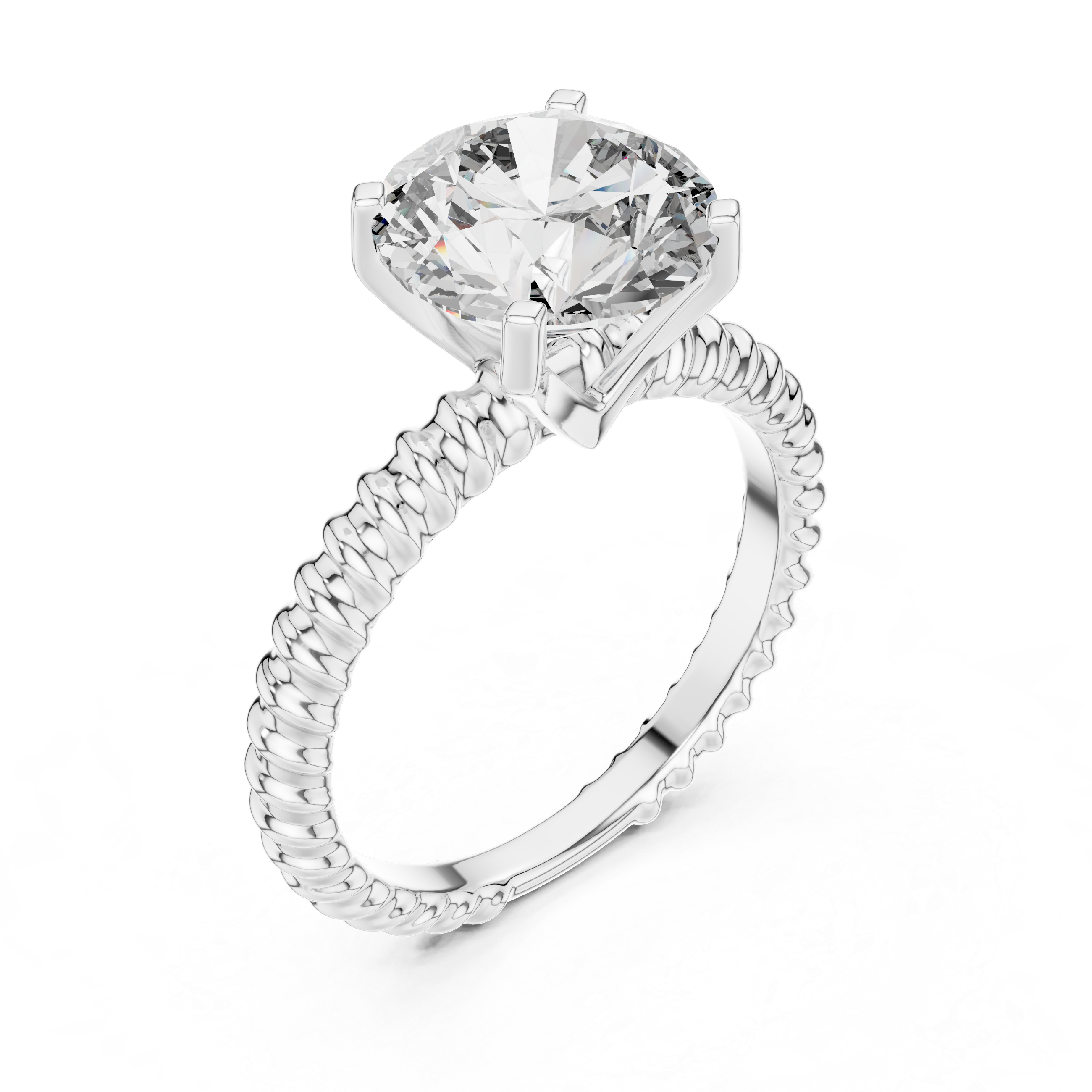 Stylish Textured Band 2.8 Ct Round Diamond Ring for Women